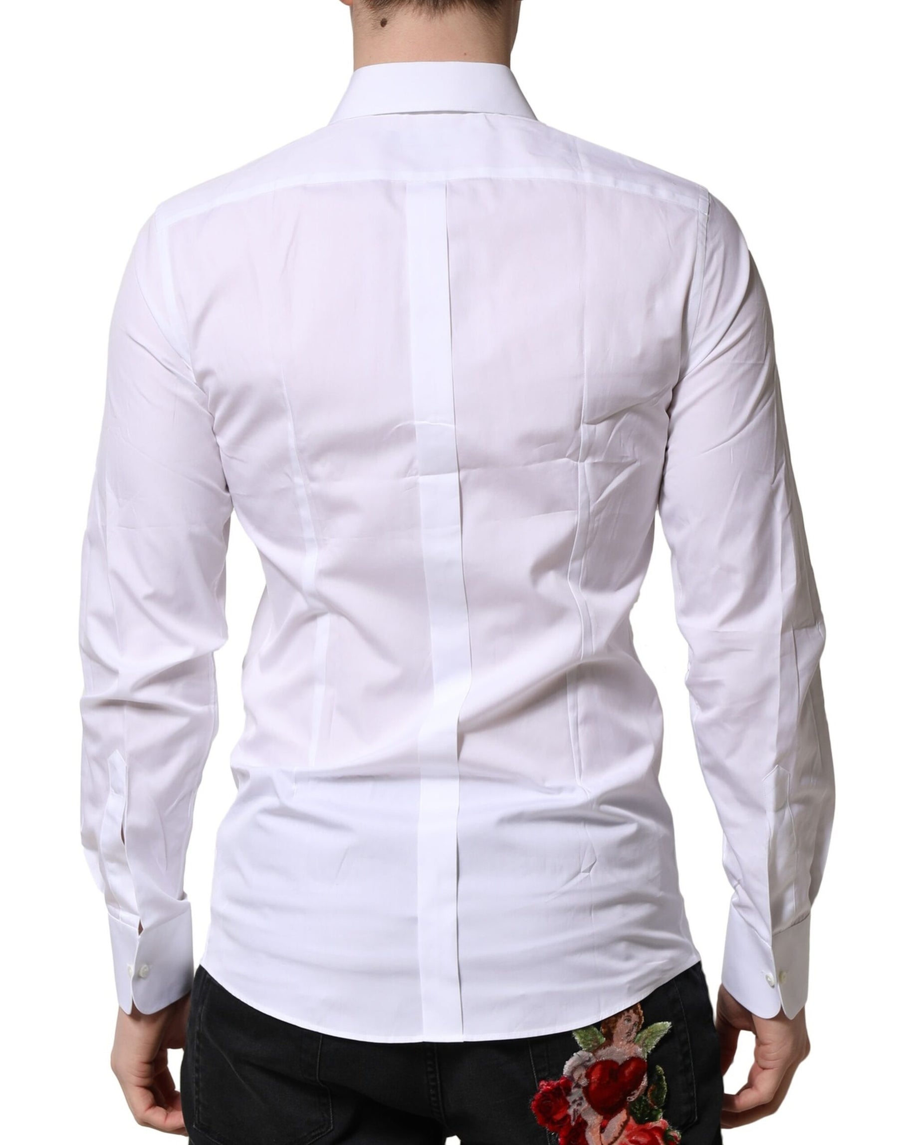 Dolce & Gabbana White GOLD Crown Cotton Dress Formal Shirt | Regal Royce