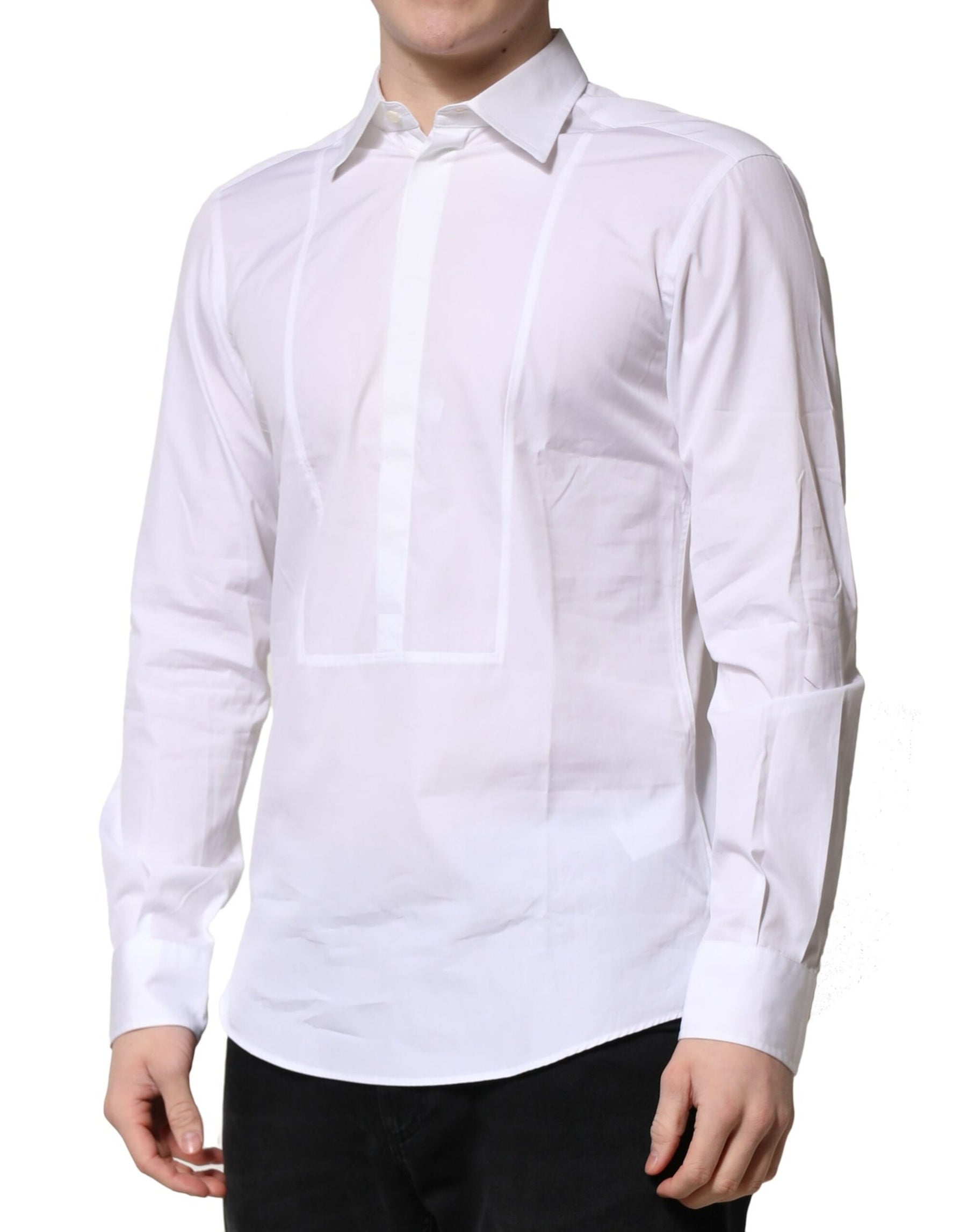 Dolce & Gabbana White Poplin Cotton Formal Men Dress Shirt | Regal Royce