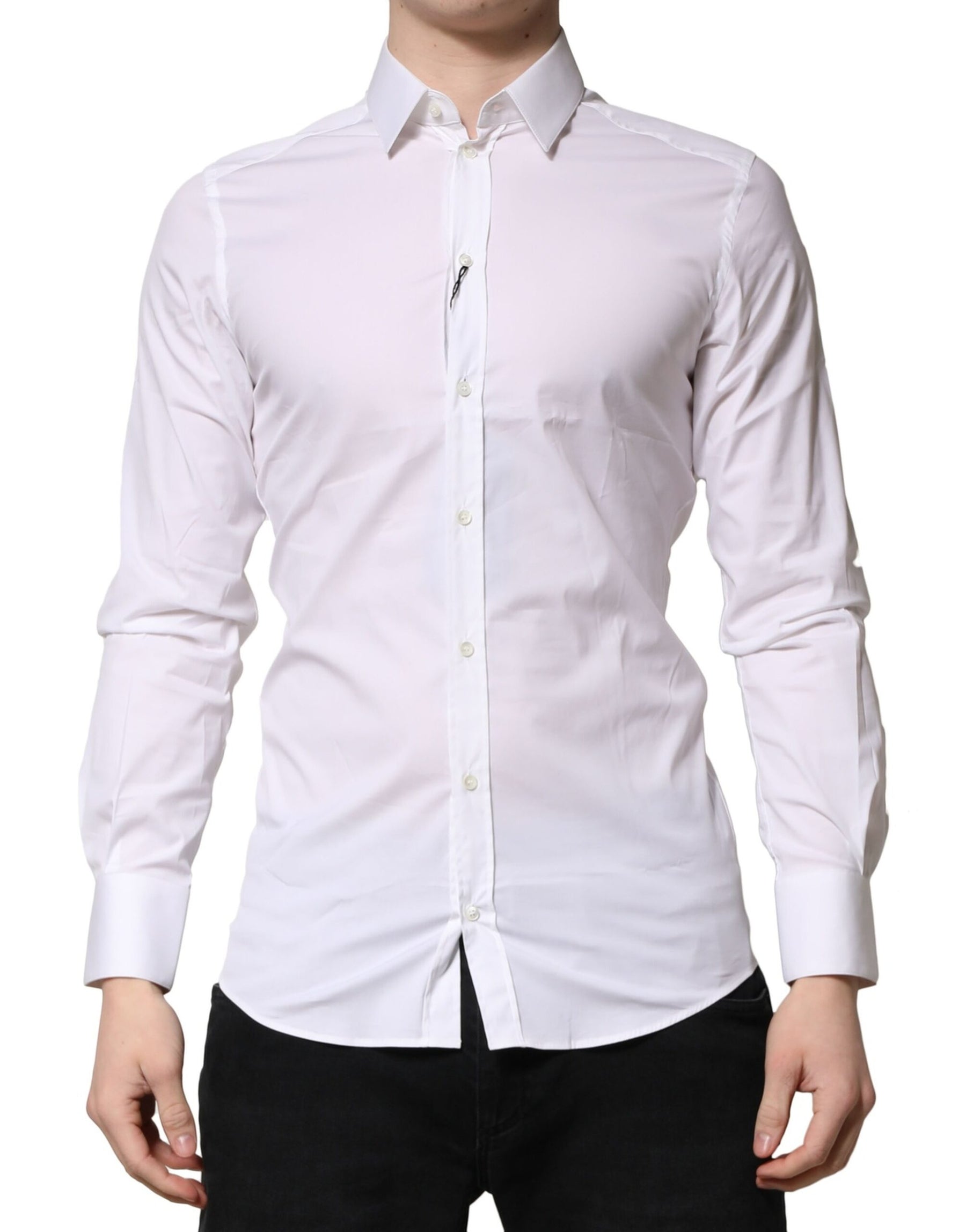 Dolce & Gabbana White GOLD Cotton Men Dress Formal Shirt | Regal Royce