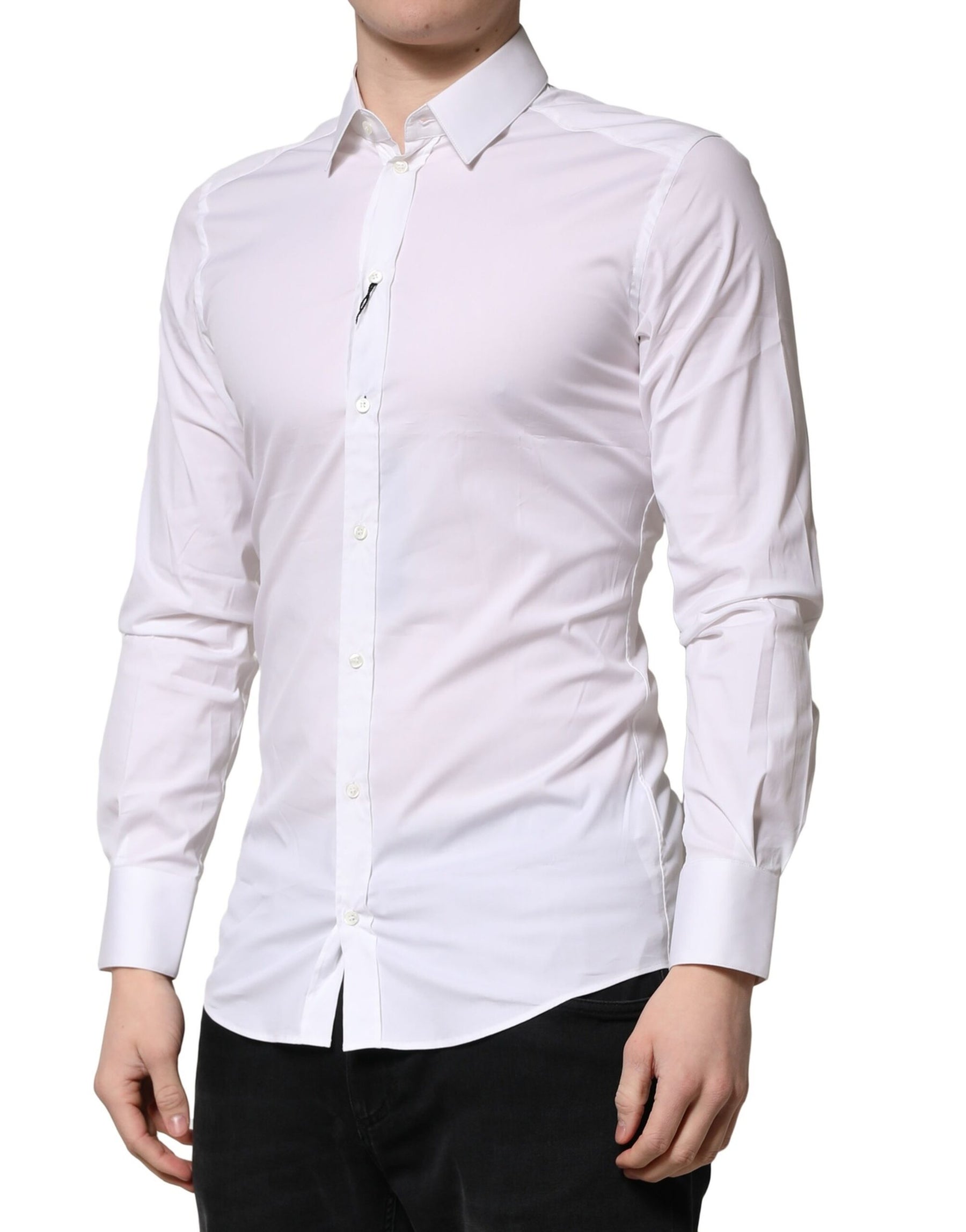 Dolce & Gabbana White GOLD Cotton Men Dress Formal Shirt | Regal Royce