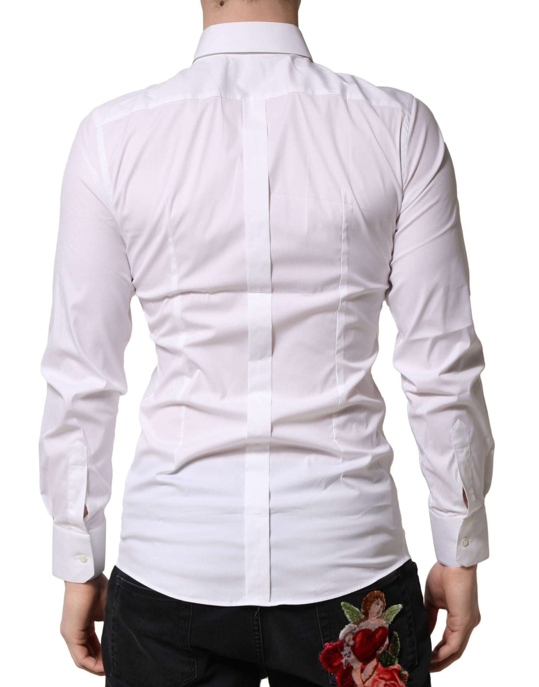 Dolce & Gabbana White GOLD Cotton Men Dress Formal Shirt | Regal Royce