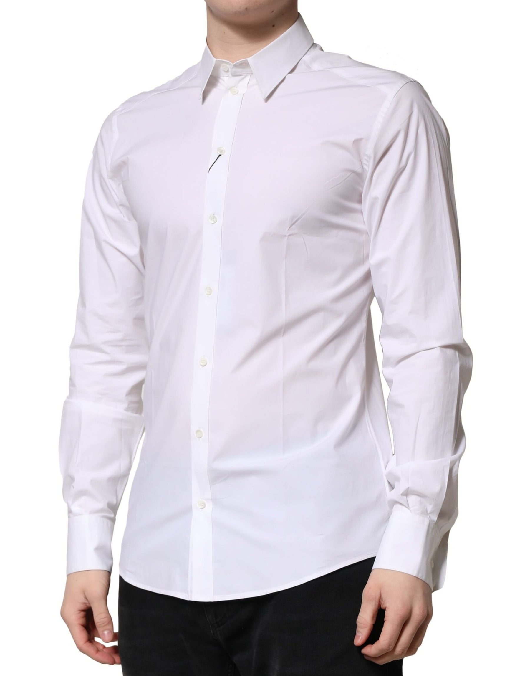 Dolce & Gabbana White Cotton Long Sleeves Dress Formal Shirt | Regal Royce