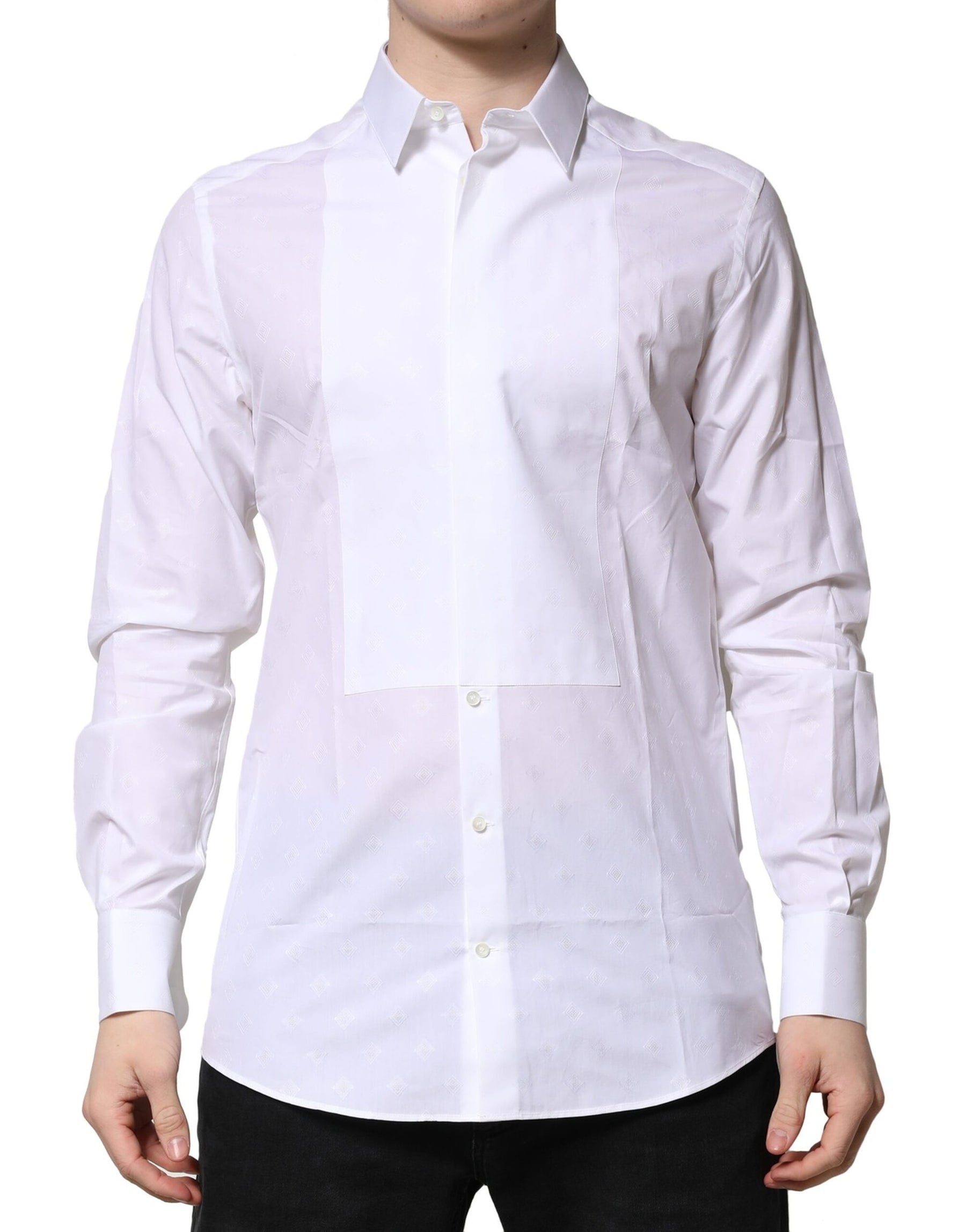 Dolce & Gabbana White Bib Cotton Poplin GOLD Formal Shirt | Regal Royce