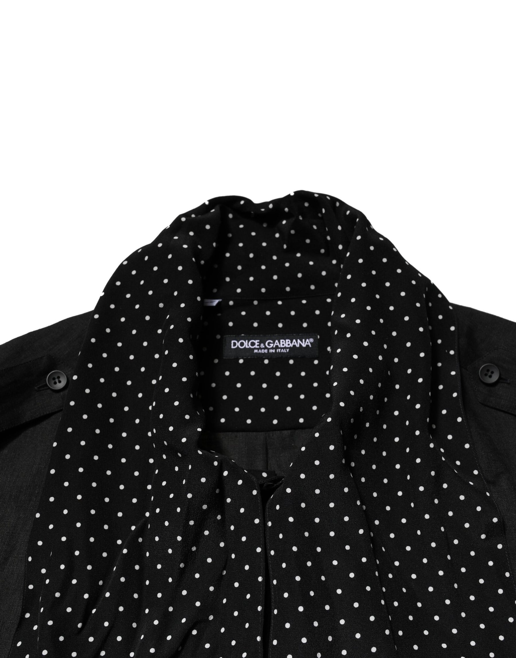 Dolce & Gabbana Black Polka Dot Collar Tie Neck Casual Shirt | Regal Royce