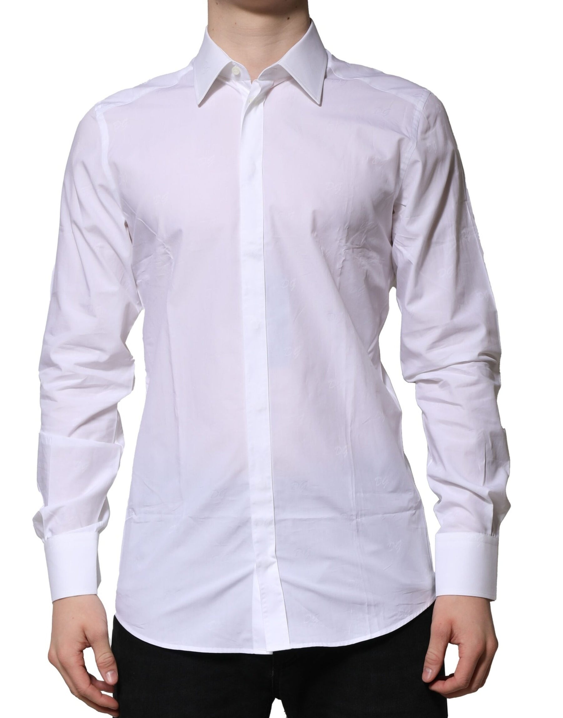 Dolce & Gabbana White GOLD Long Sleeves Dress Formal Shirt | Regal Royce