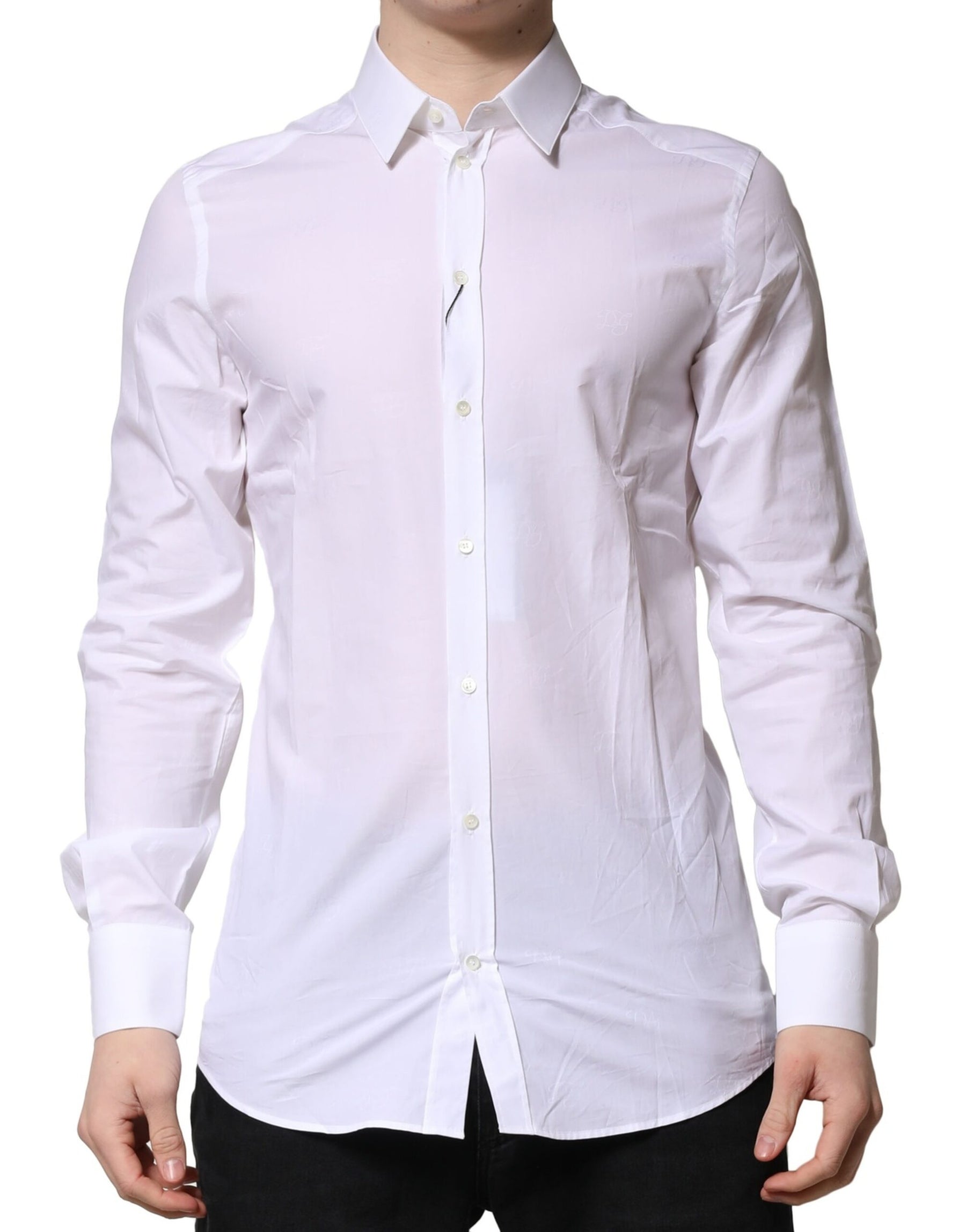 Dolce & Gabbana White GOLD Long Sleeves Dress Formal Shirt | Regal Royce