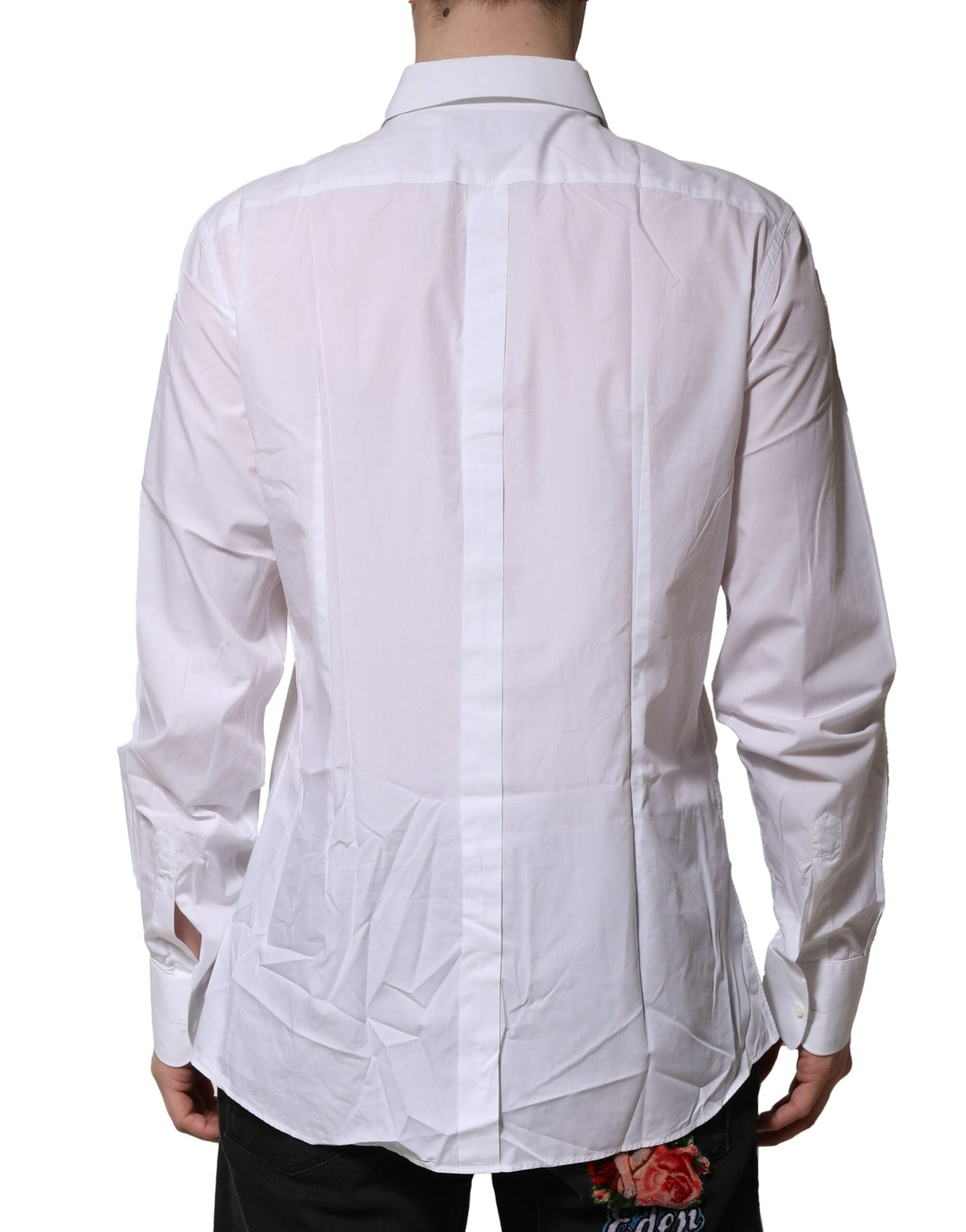 Dolce & Gabbana White Bib Cotton Poplin GOLD Formal Shirt | Regal Royce