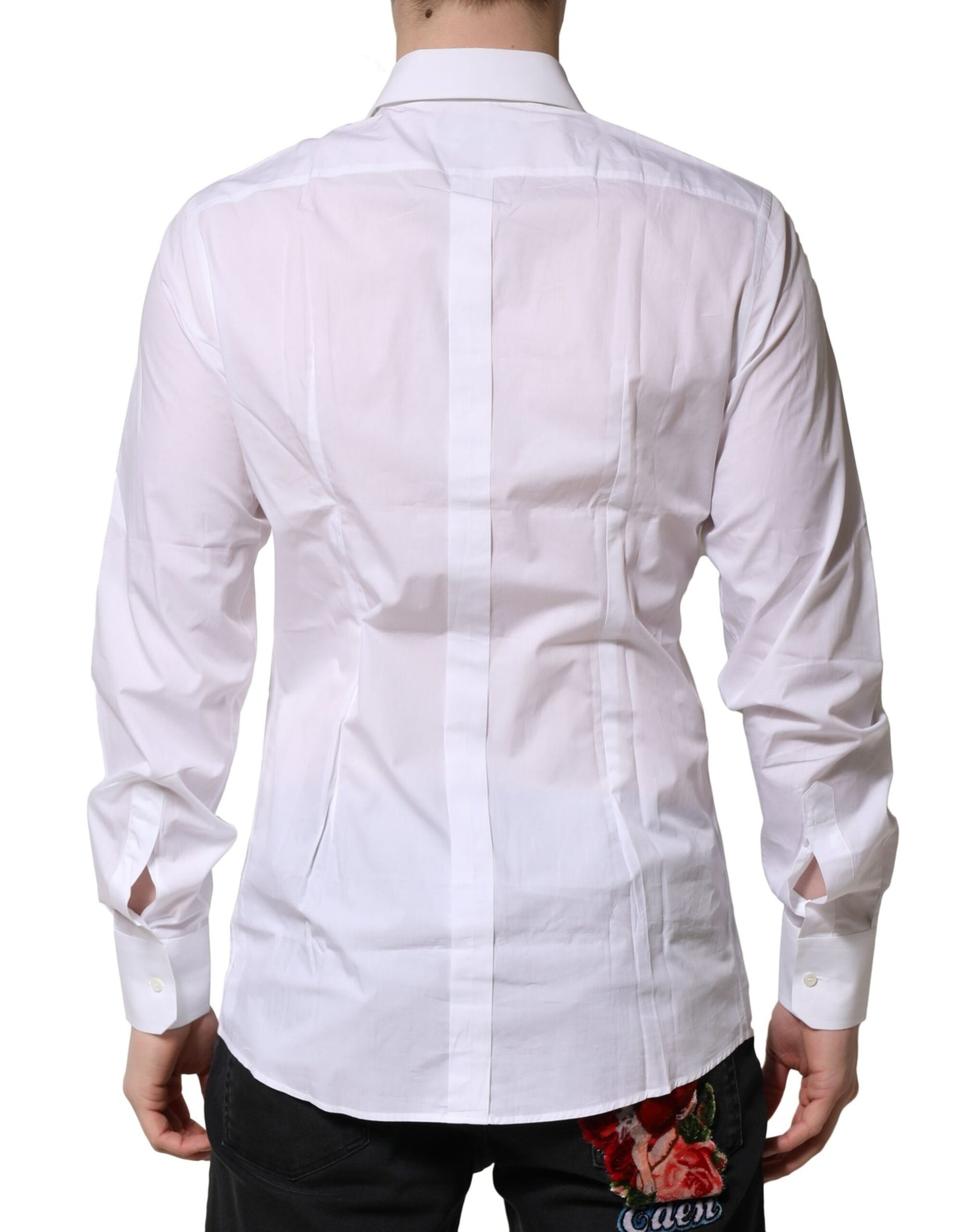 Dolce & Gabbana White Cotton Long Sleeves GOLD Formal Shirt | Regal Royce