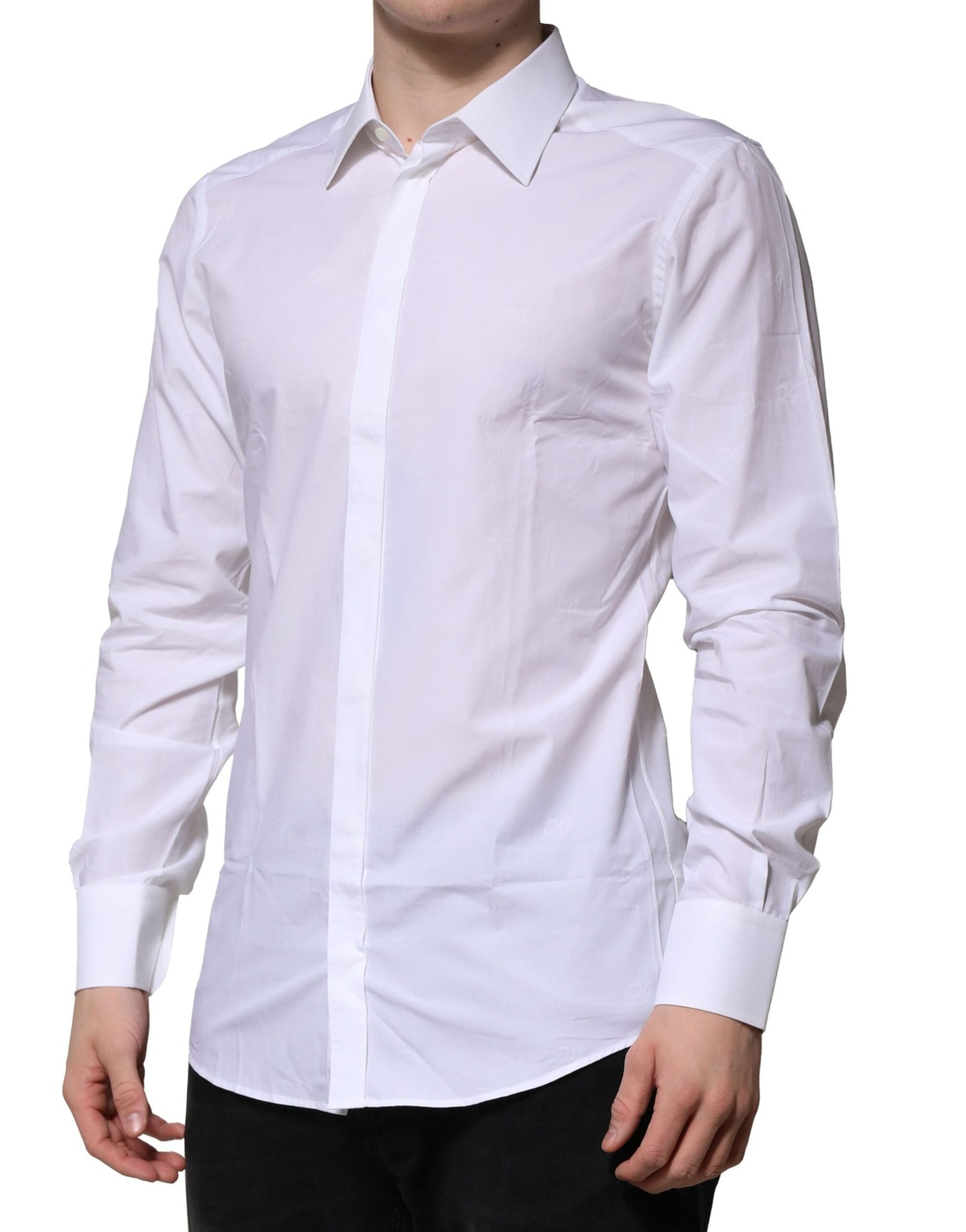 Dolce & Gabbana White GOLD Long Sleeves Dress Formal Shirt | Regal Royce