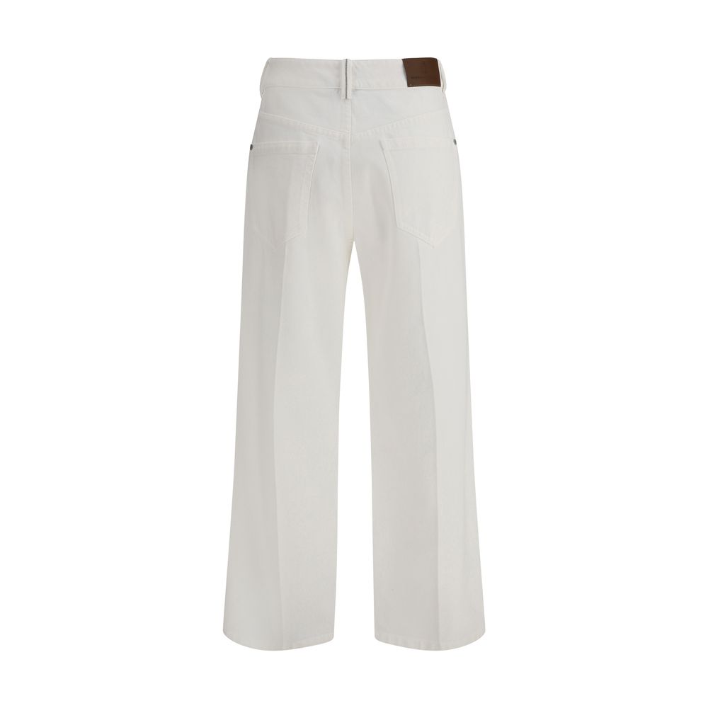Brunello Cucinelli White Cotton Straight-Leg Jeans | Regal Royce
