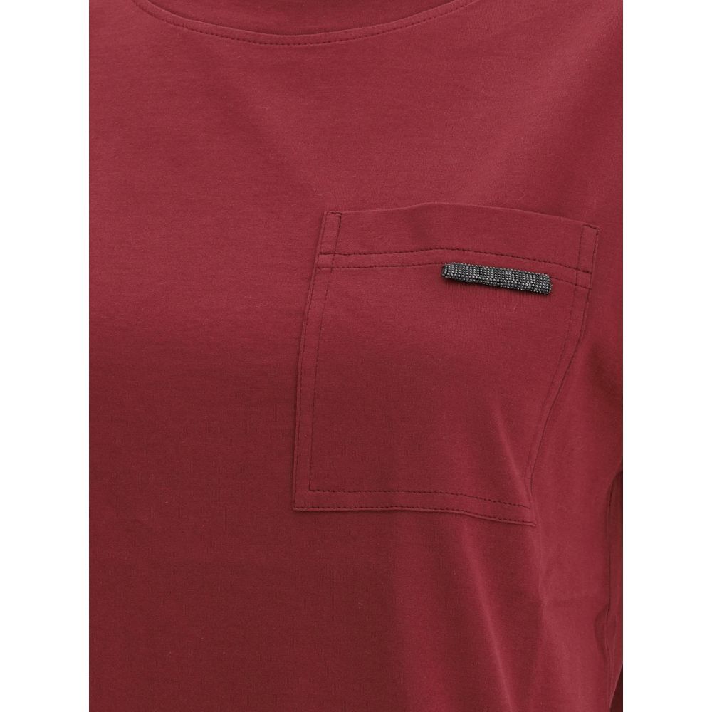 Brunello Cucinelli Bordeaux Cotton T-Shirt