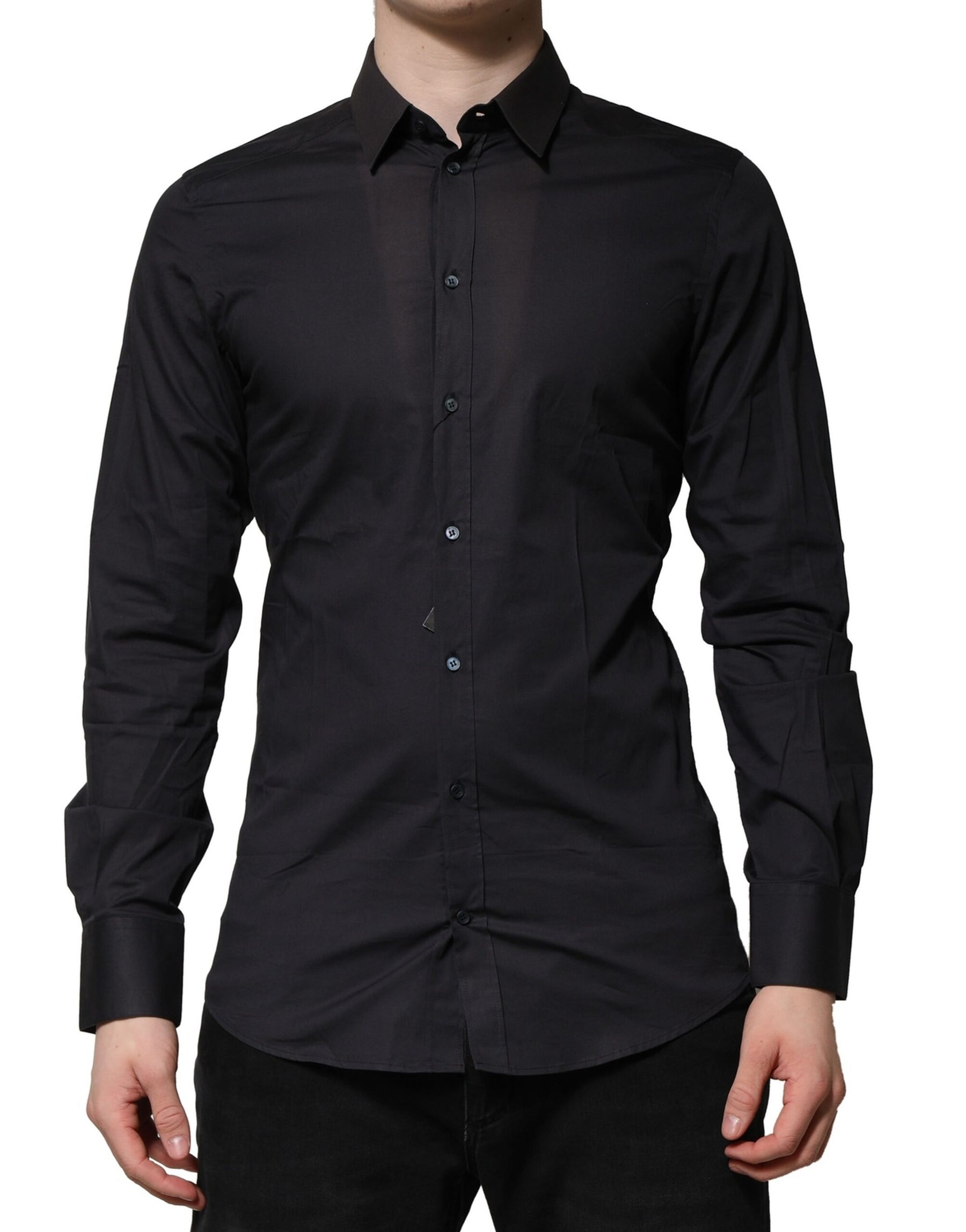 Dolce & Gabbana Blue Cotton GOLD Long Sleeves Formal Shirt | Regal Royce