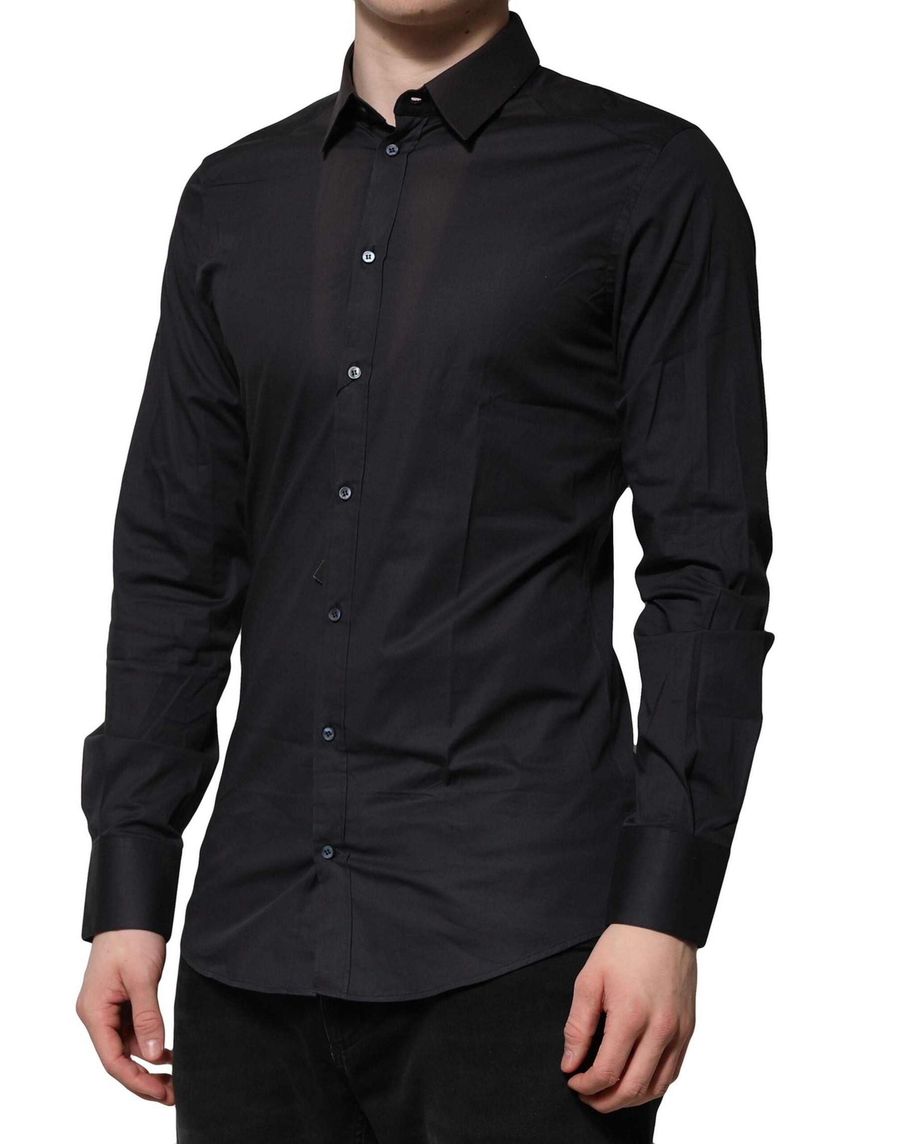 Dolce & Gabbana Blue Cotton GOLD Long Sleeves Formal Shirt | Regal Royce