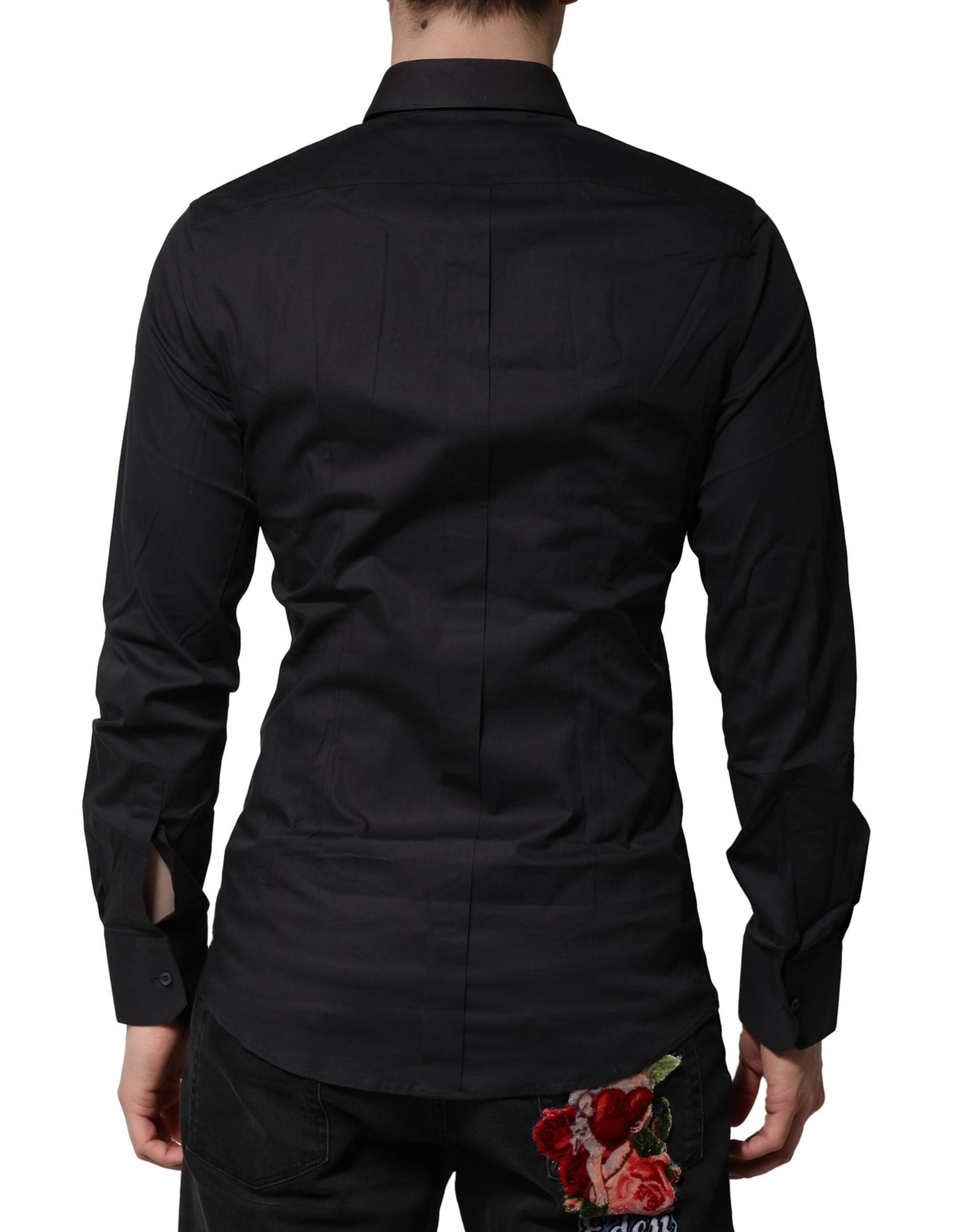 Dolce & Gabbana Blue Cotton GOLD Long Sleeves Formal Shirt | Regal Royce
