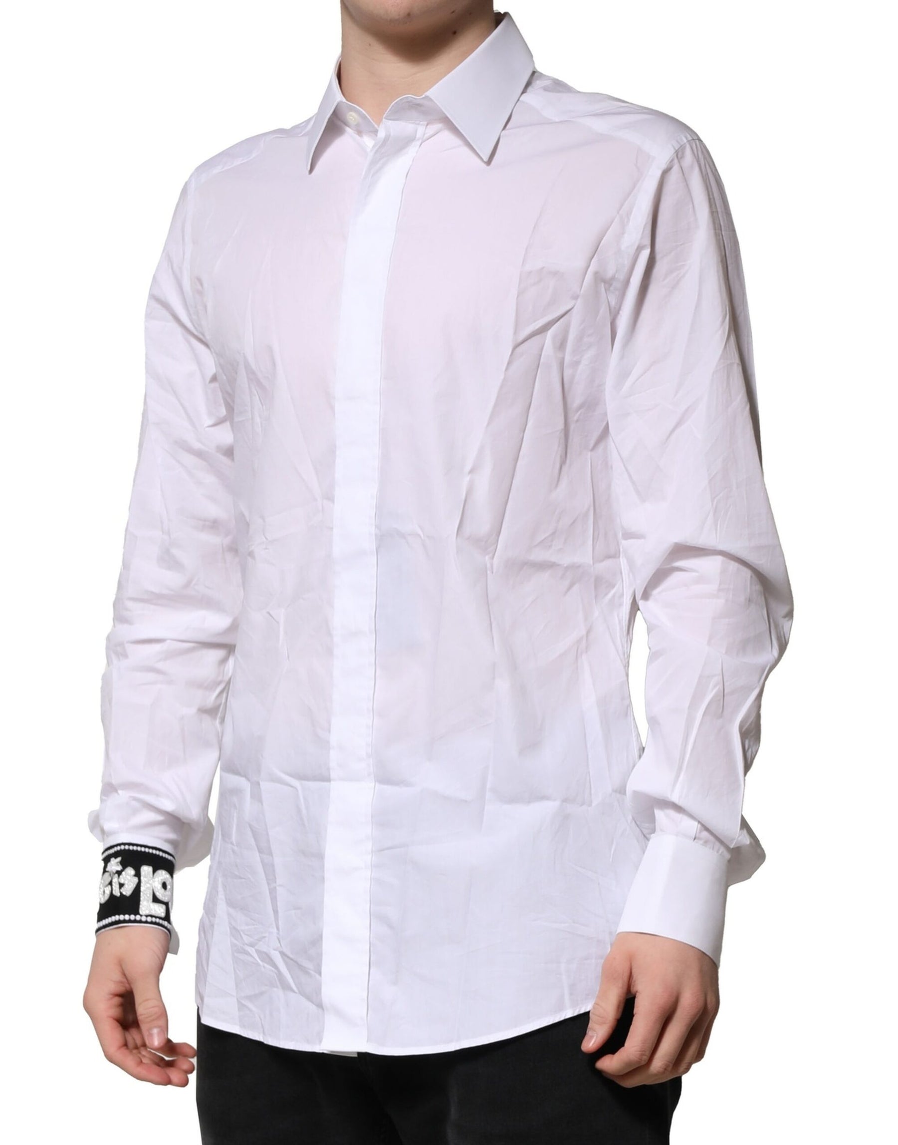 Dolce & Gabbana White GOLD Cotton Men Dress Formal Shirt | Regal Royce