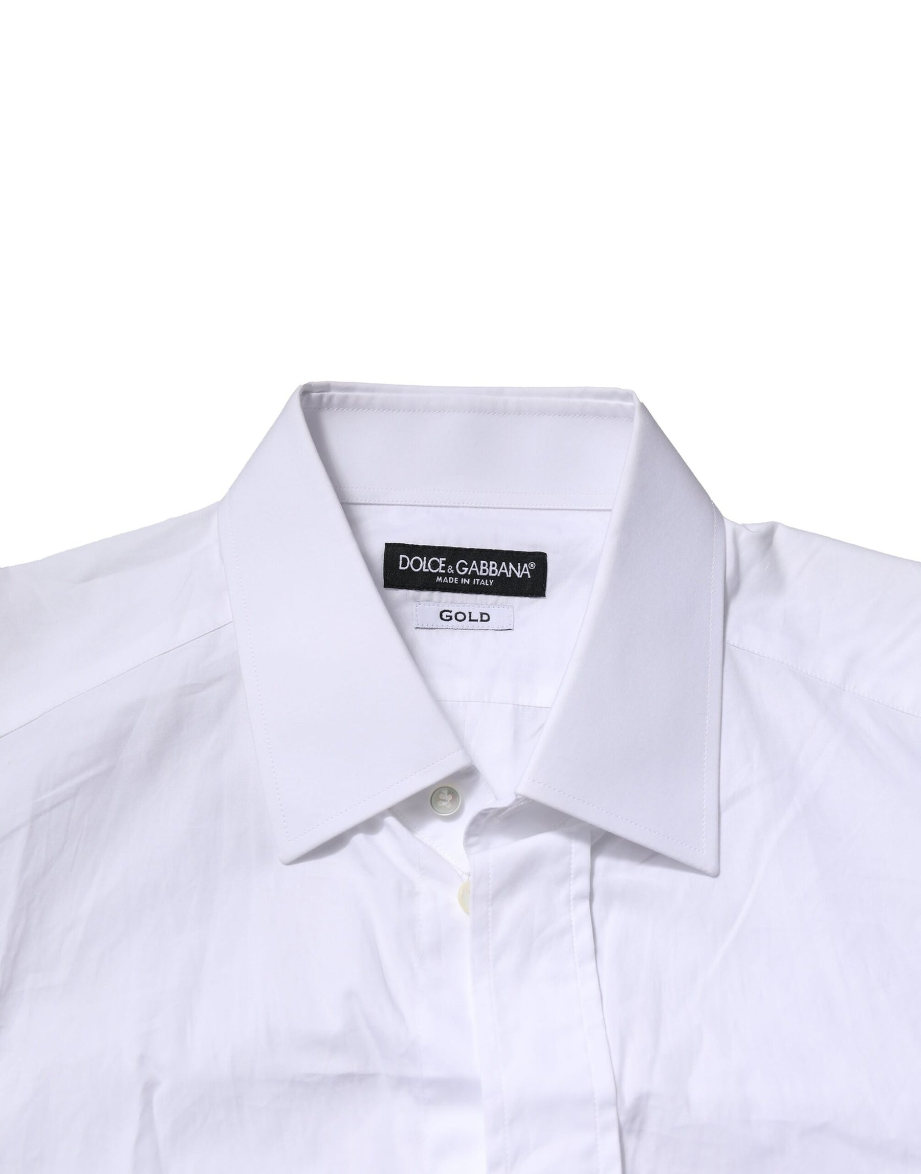 Dolce & Gabbana White GOLD Cotton Men Dress Formal Shirt | Regal Royce