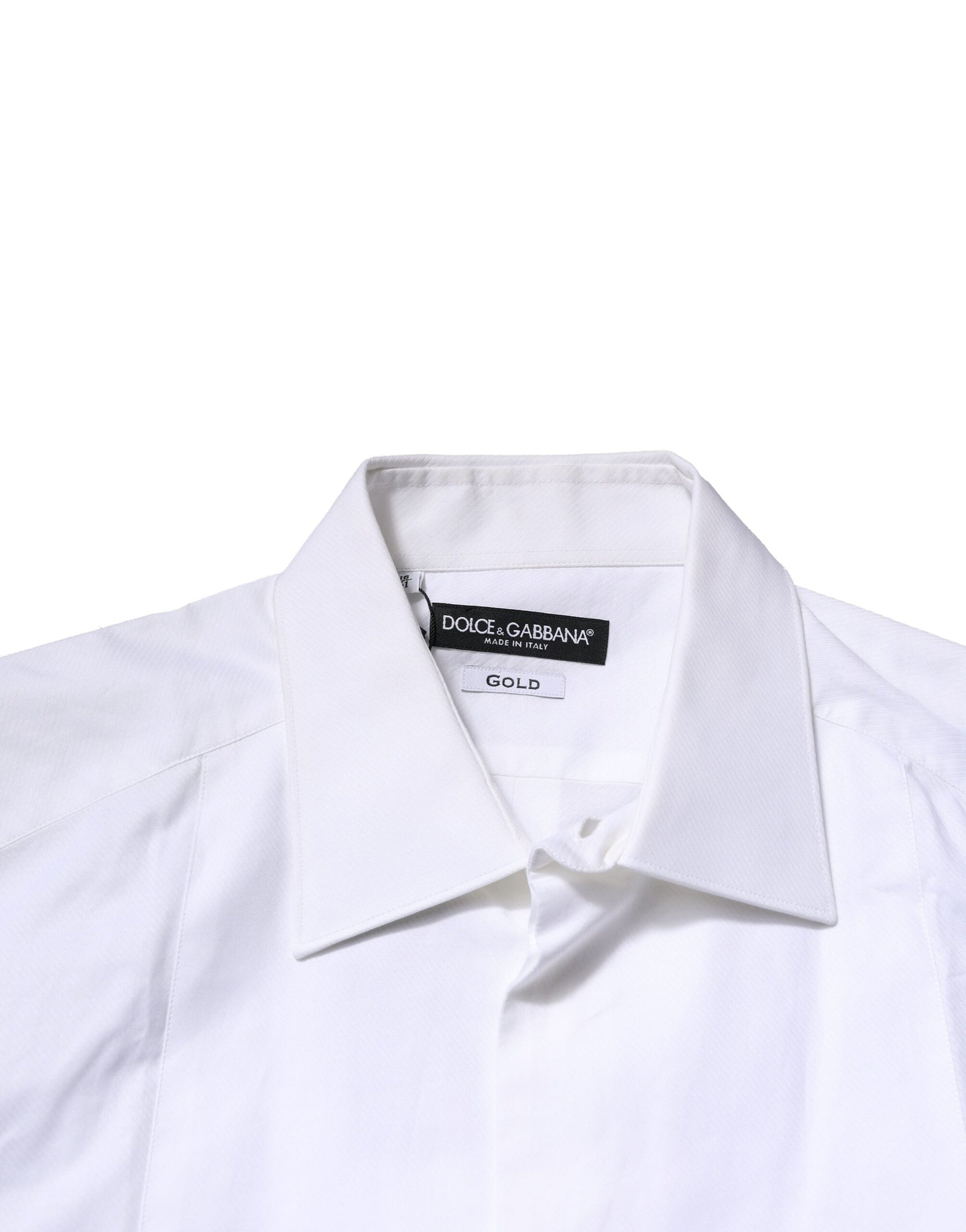 Dolce & Gabbana White Bib Cotton Poplin GOLD Men Formal Shirt | Regal Royce