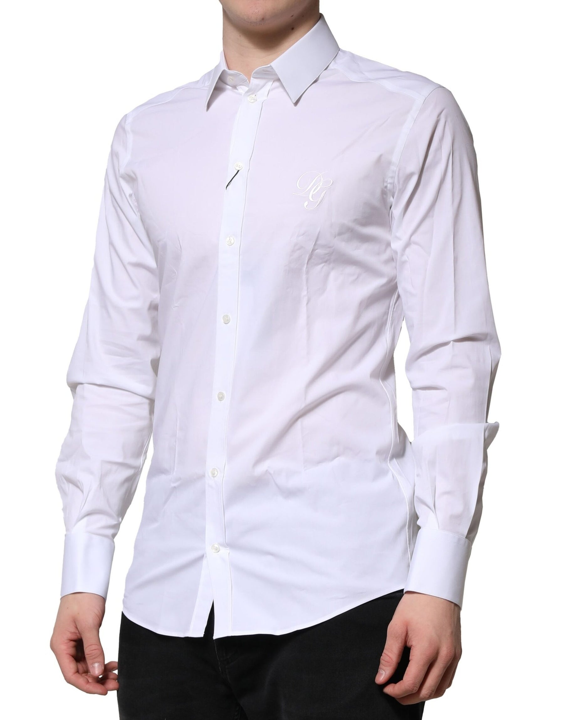 Dolce & Gabbana White Cotton GOLD Long Sleeves Formal Shirt | Regal Royce