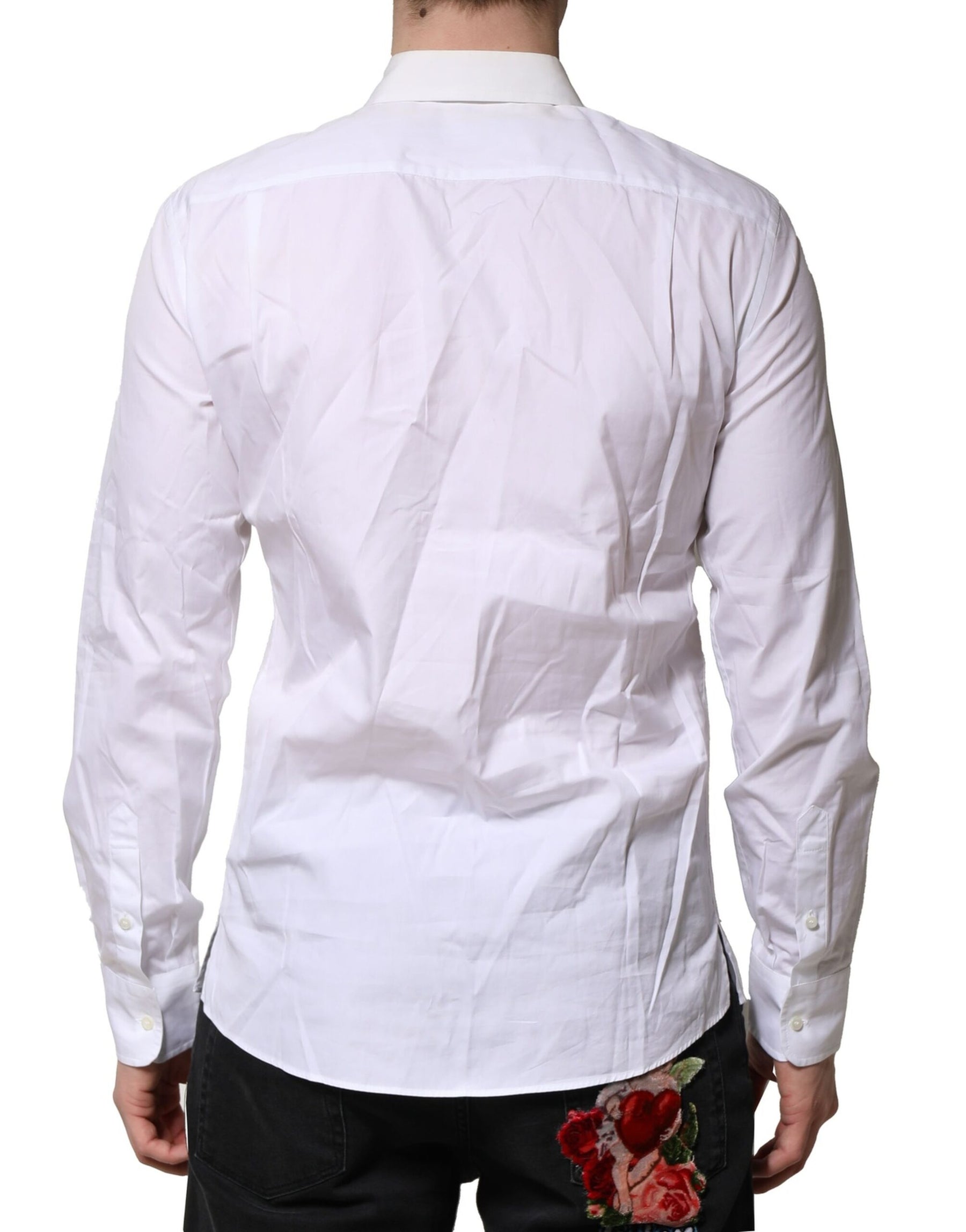 Dolce & Gabbana White Poplin Cotton Formal Men Dress Shirt | Regal Royce