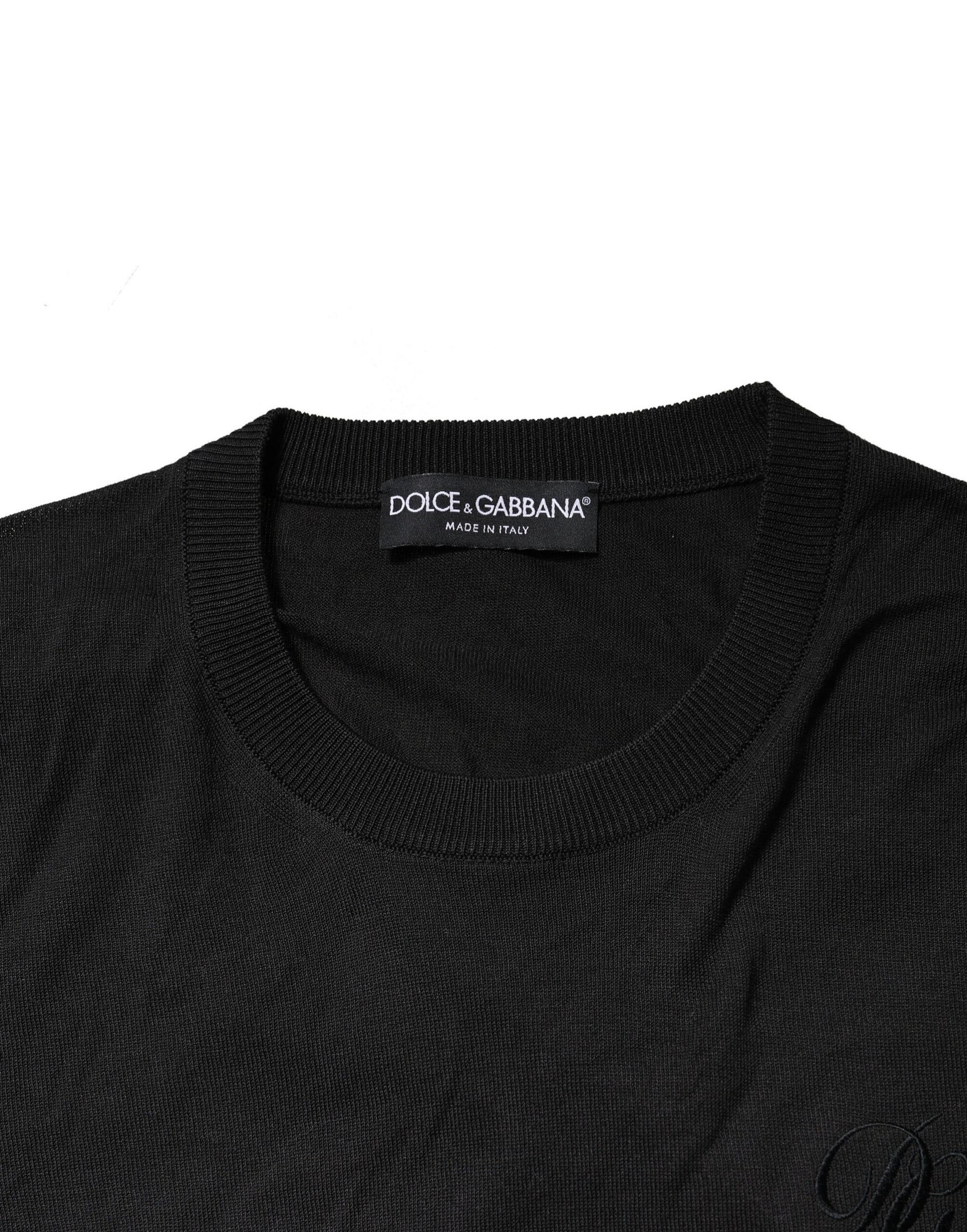 Dolce & Gabbana Black Cotton DG Logo Men Sweatshirt Sweater