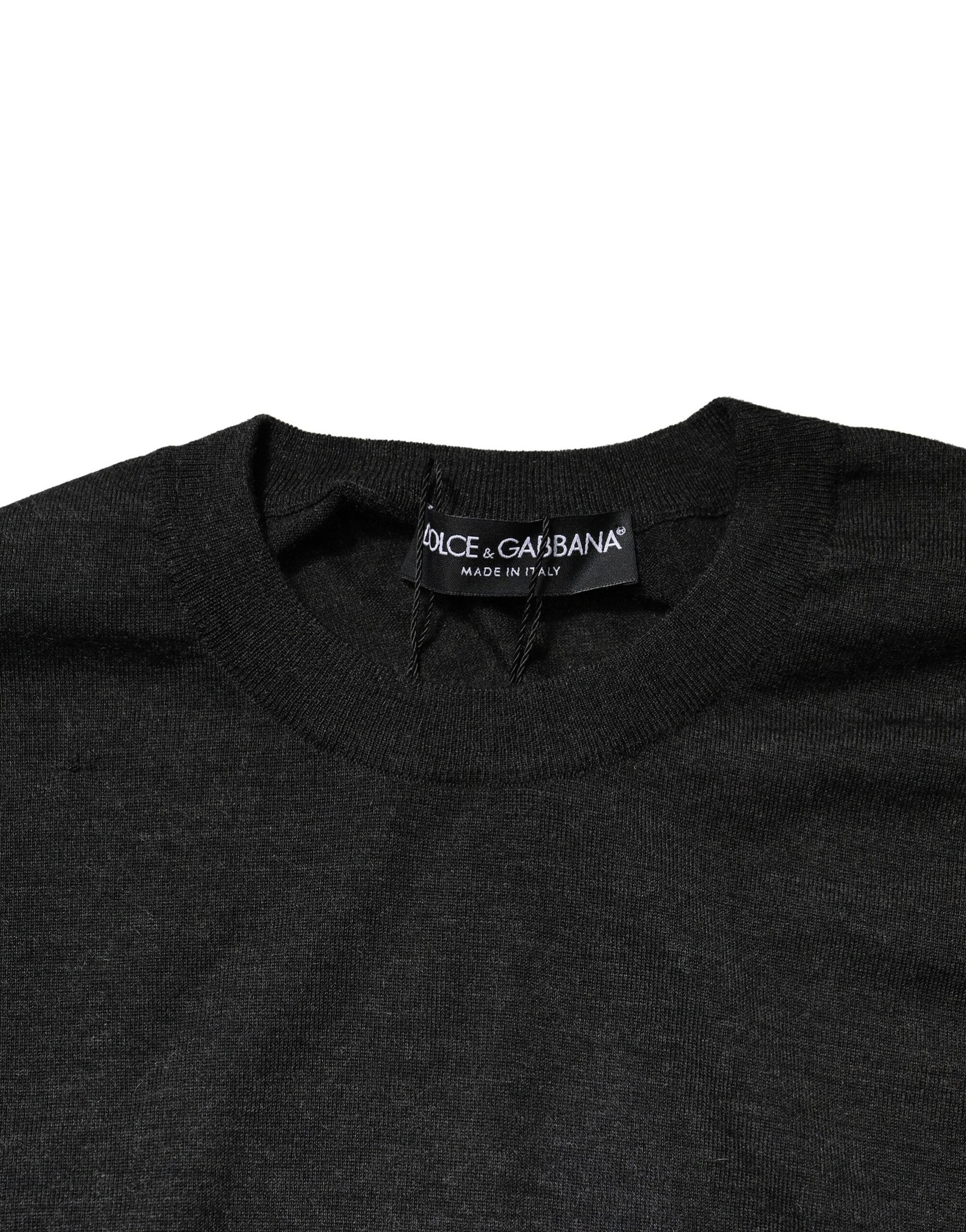 Dolce & Gabbana Gray Long Sleeve Crew Neck Pullover Sweater | Regal Royce