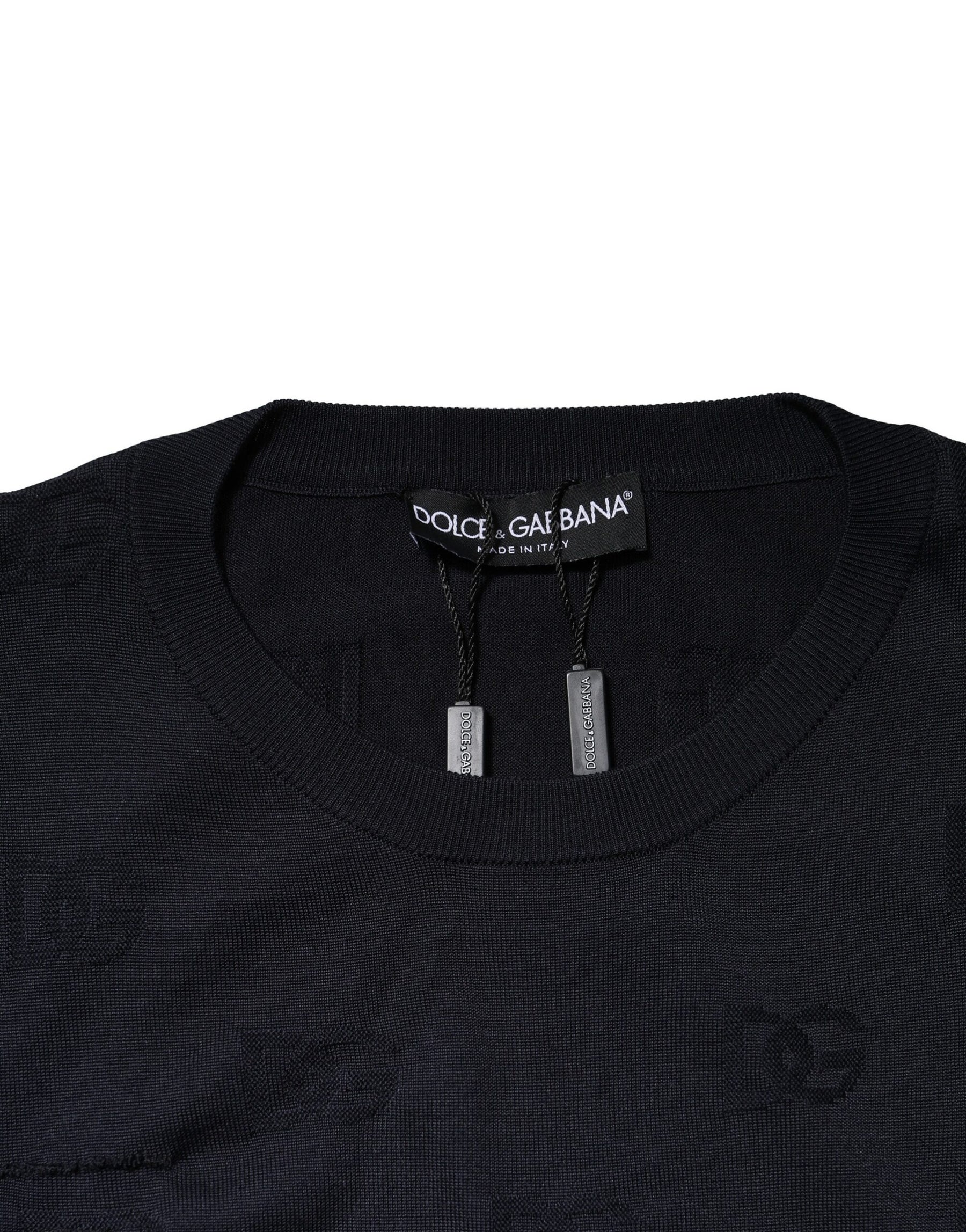 Dolce & Gabbana Black Silk Crew Neck Sweatshirt Sweater | Regal Royce