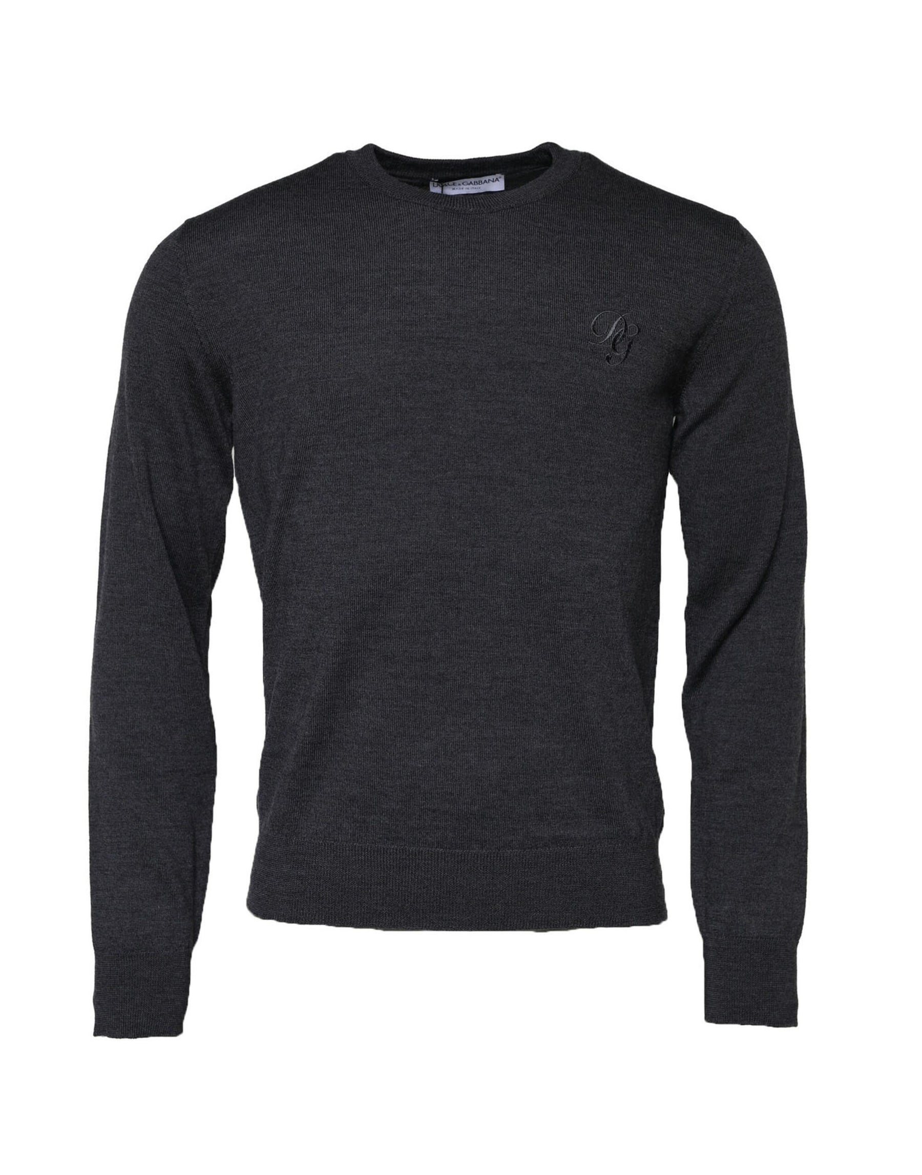 Dolce & Gabbana Dark Gray Wool Crew Neck Sweatshirt Sweater | Regal Royce