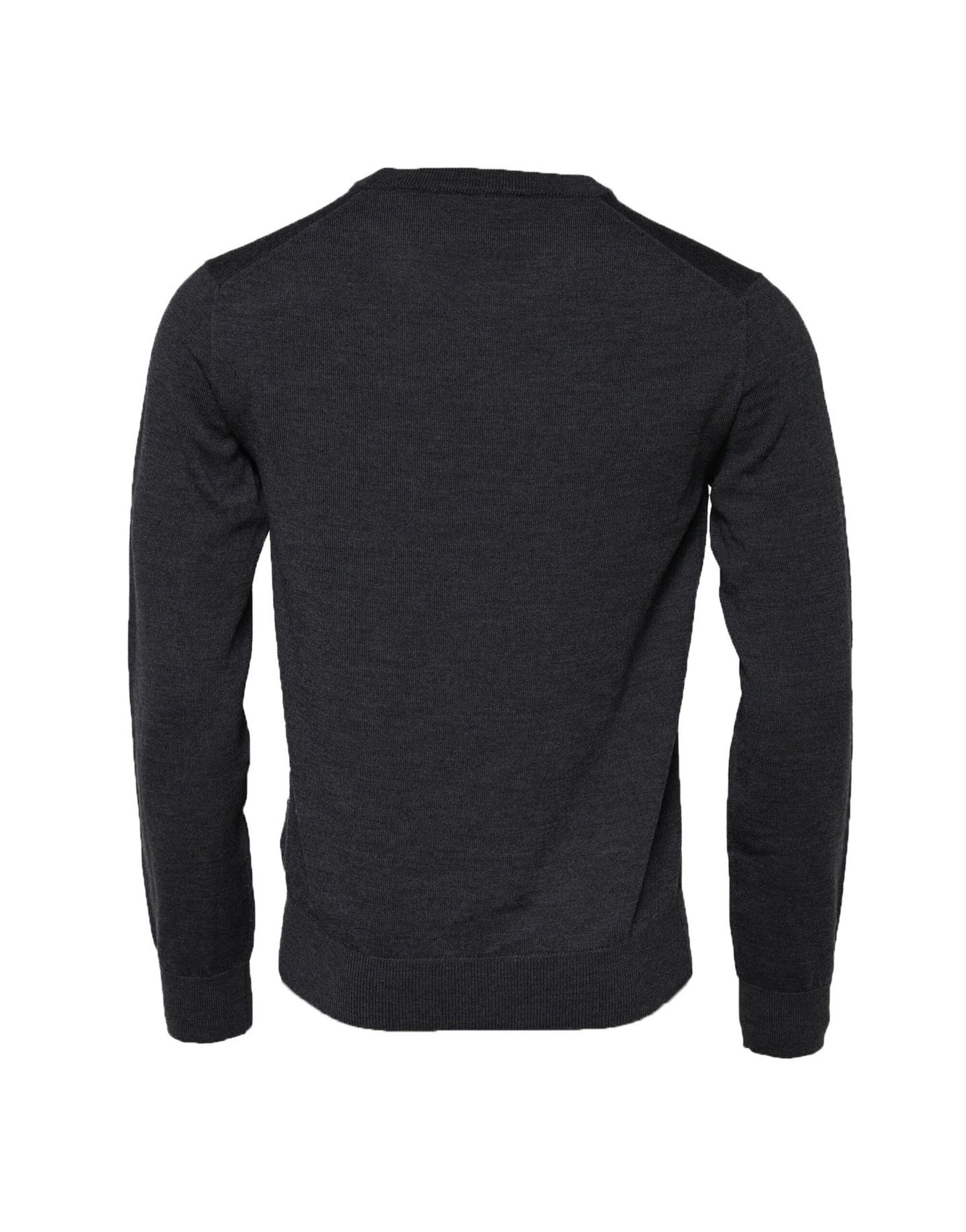 Dolce & Gabbana Dark Gray Wool Crew Neck Sweatshirt Sweater | Regal Royce