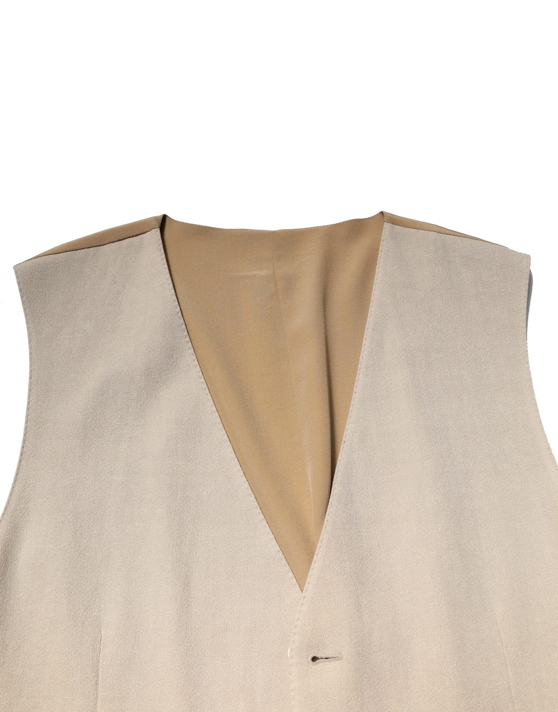 Dolce & Gabbana Beige Linen Dress Formal Men Waistcoat Vest | Regal Royce