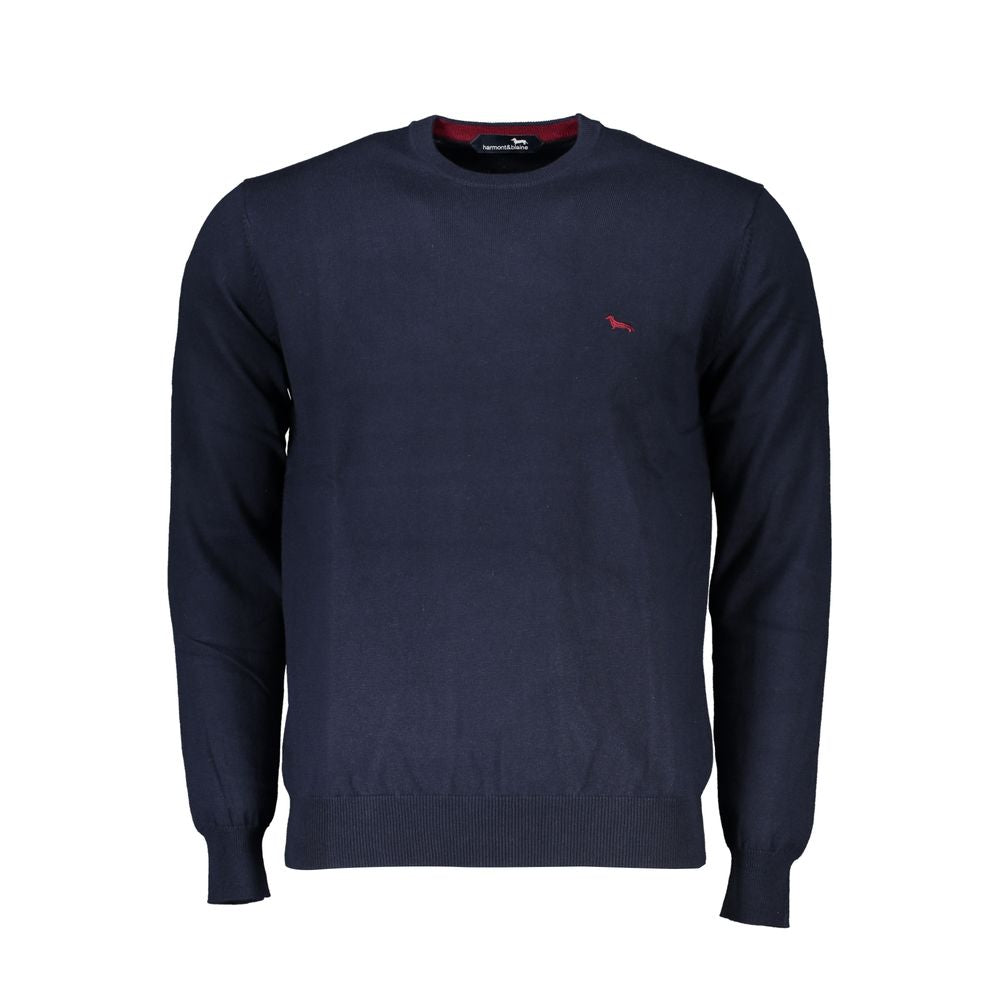 Harmont & Blaine Crew Neck Embroidered Blue Sweater | Regal Royce
