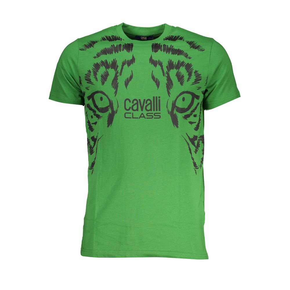 Cavalli Class Verde Cotton Men T-Shirt | Regal Royce