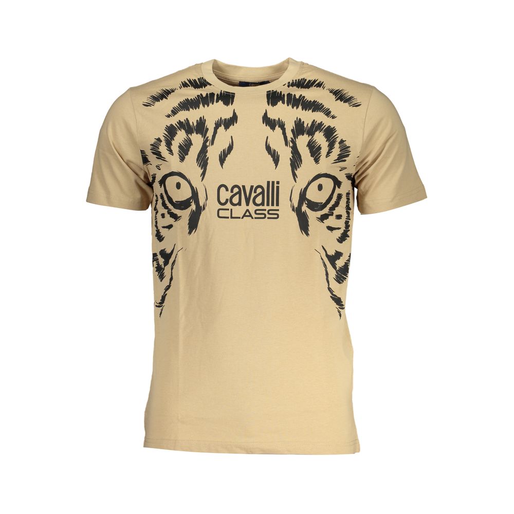 Cavalli Class Beige Cotton Men's T-Shirt | Regal Royce