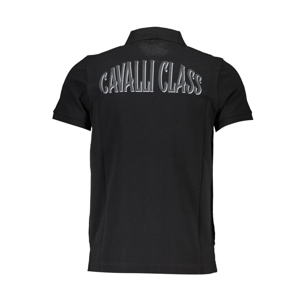 Cavalli Class Black Cotton Men Polo Shirt | Regal Royce