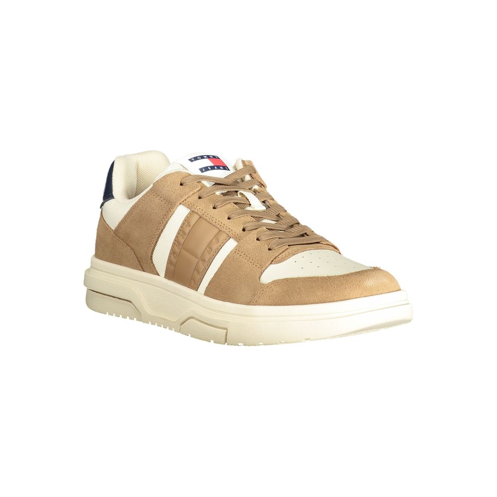 Tommy Hilfiger Beige Leather Men Sneaker | Regal Royce