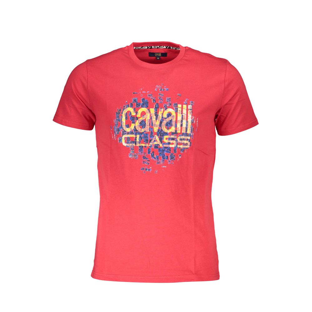 Cavalli Class Red Cotton Men T-Shirt | Regal Royce