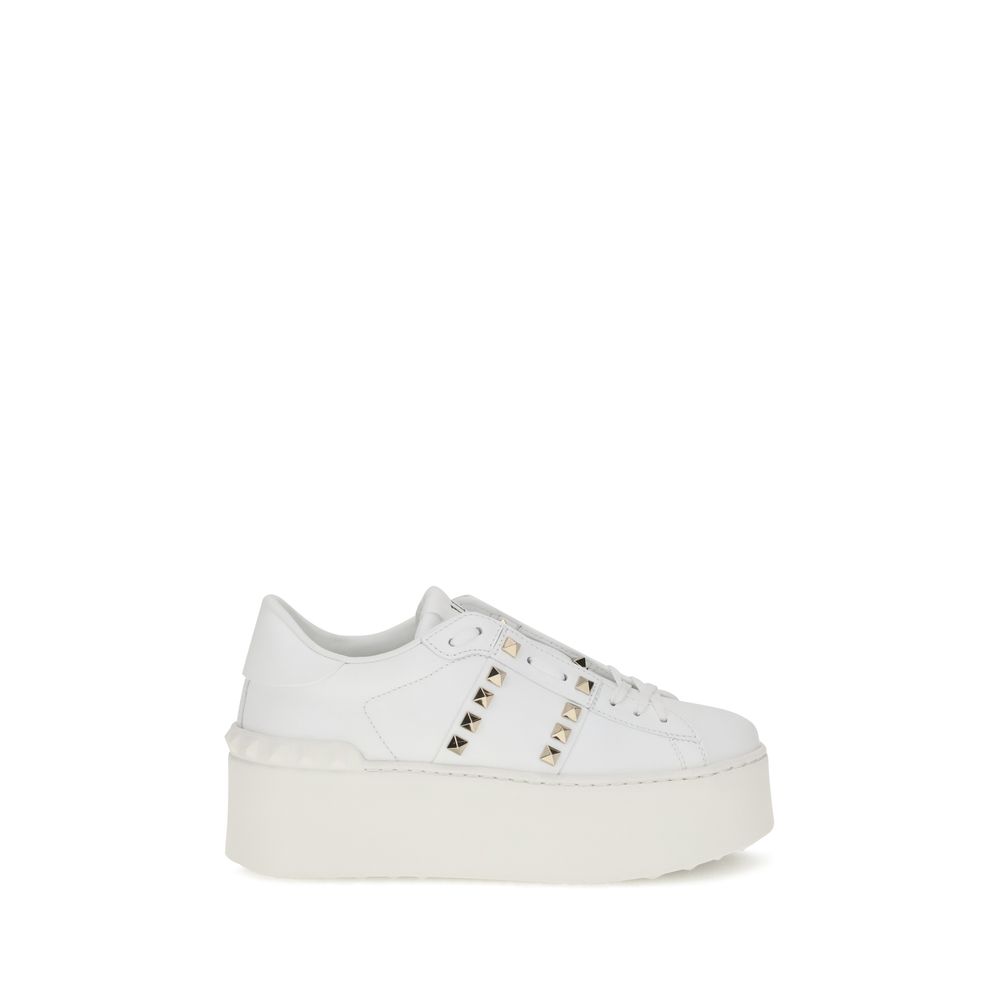 Valentino Garavani White Calf Leather Bos Taurus Platform Sneakers | Regal Royce