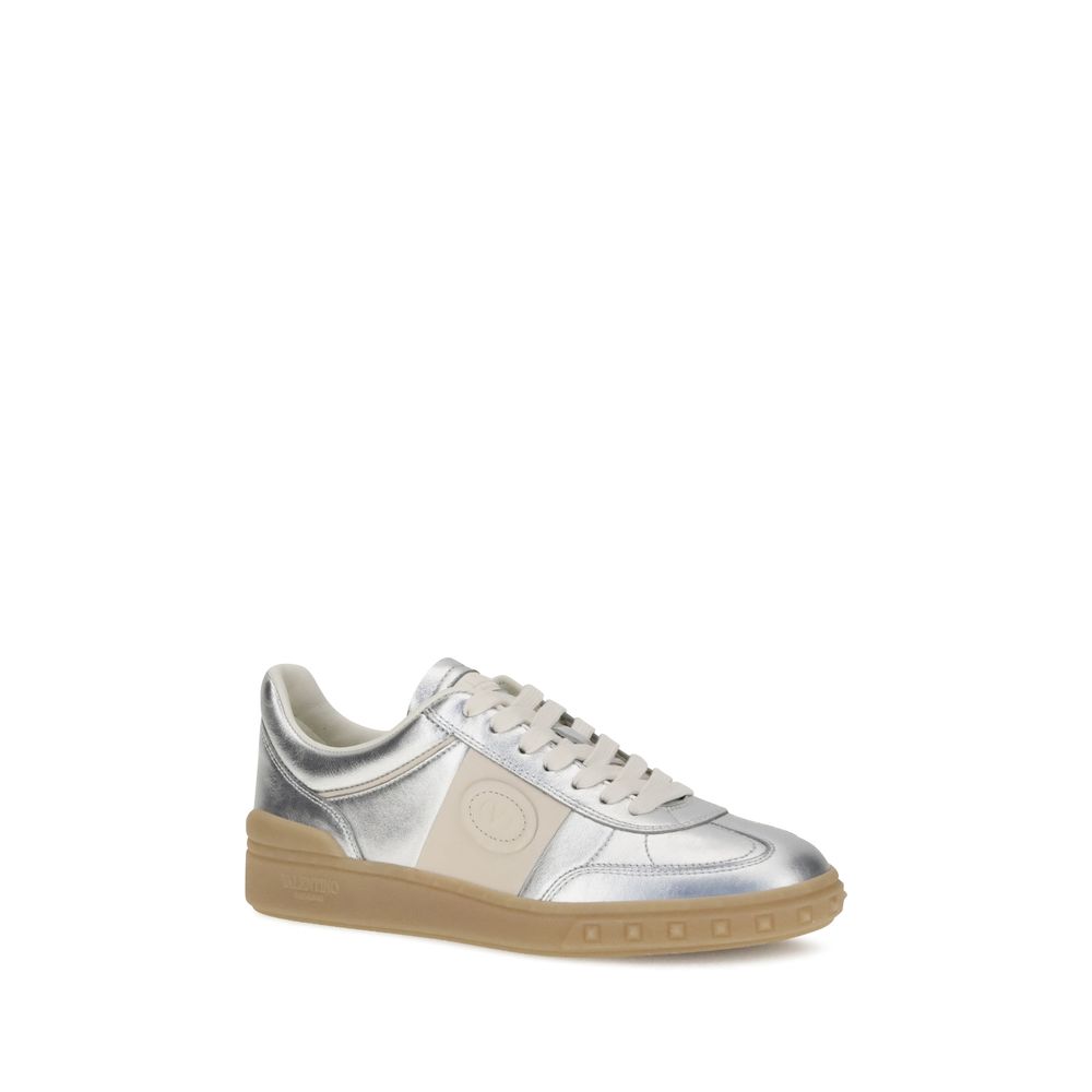 Valentino Garavani Silver Calf Leather Bos Taurus Low Top Sneakers | Regal Royce