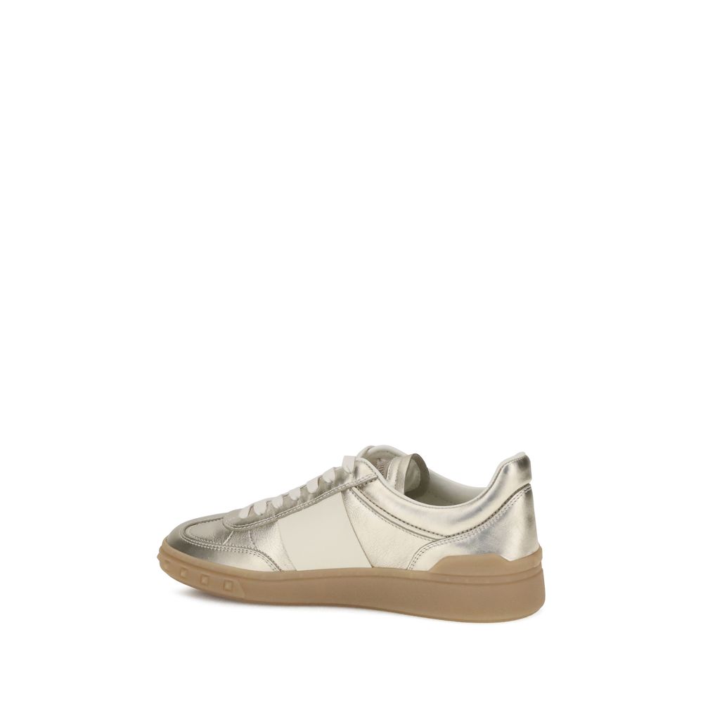 Valentino Garavani Gold Calf Leather Bos Taurus Low Top Sneakers | Regal Royce