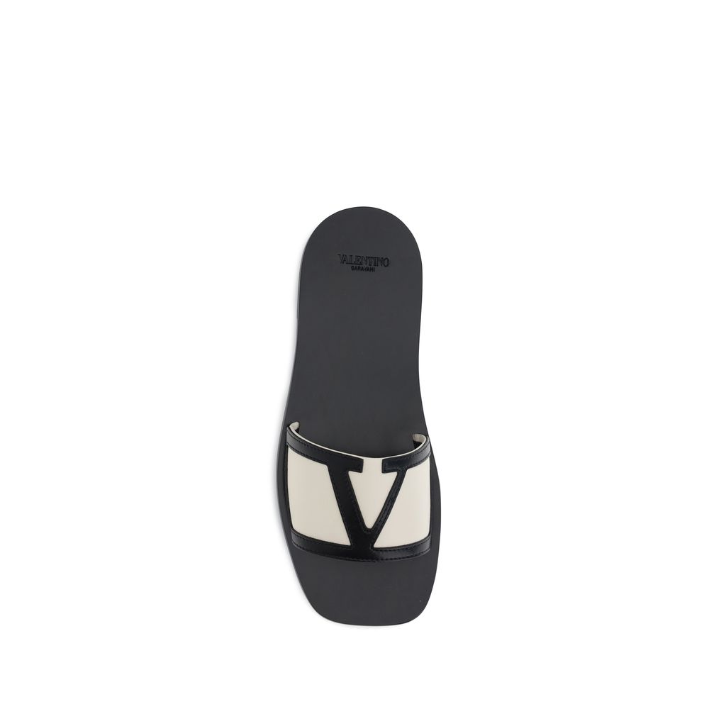 Valentino Garavani Multicolor Calf Leather Bos Taurus Flat Sandals | Regal Royce