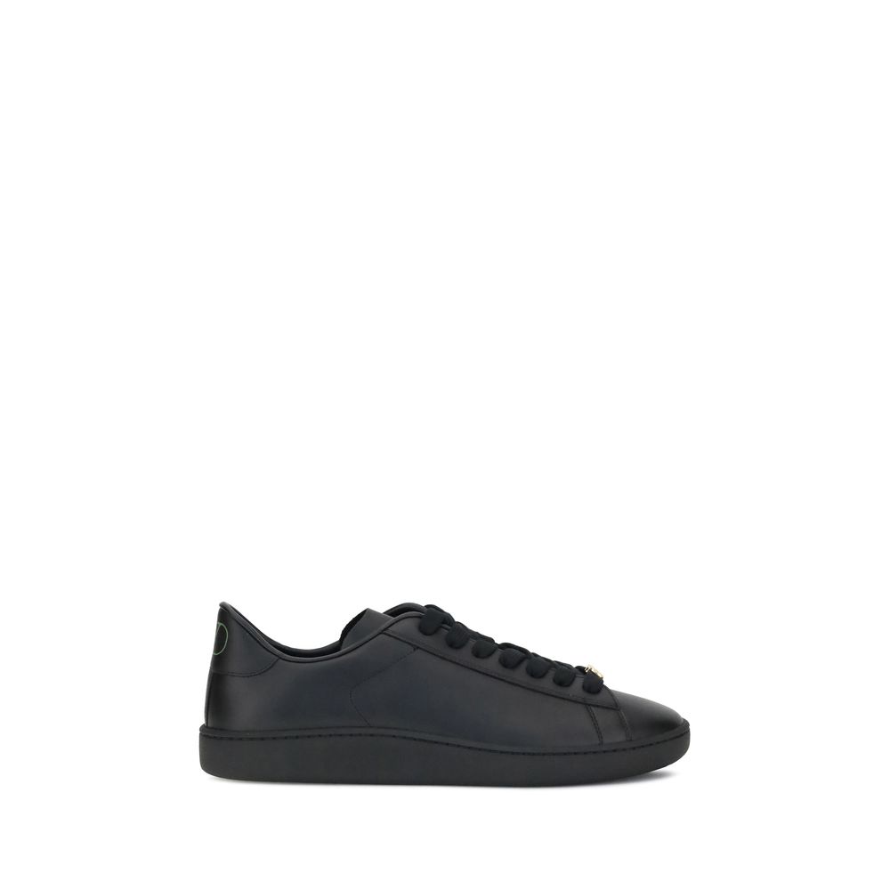 Valentino Garavani Black Calf Leather Bos Taurus Low Top Sneakers | Regal Royce