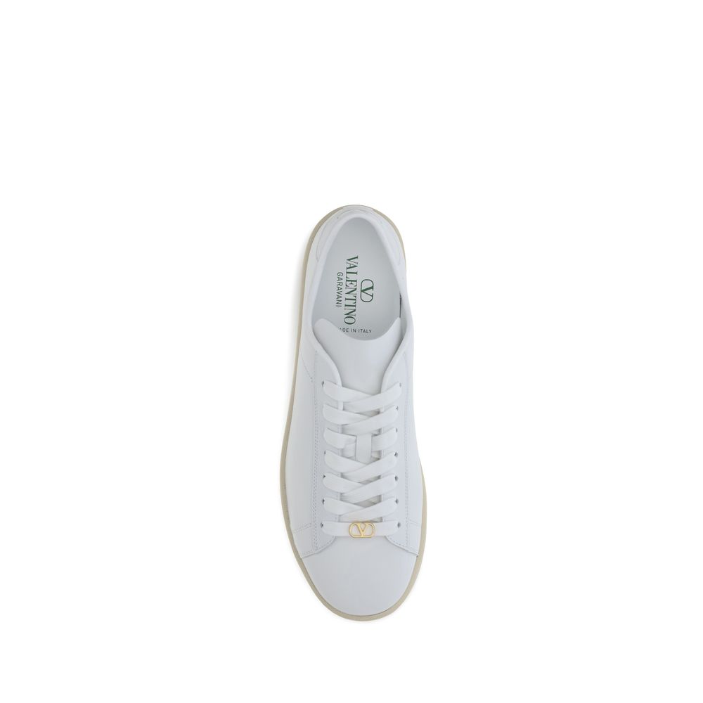Valentino Garavani White Calf Leather Bos Taurus Low Top Sneakers | Regal Royce