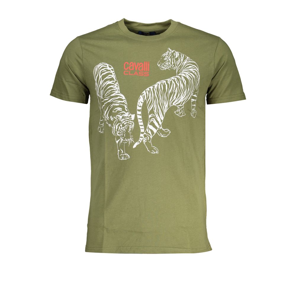 Cavalli Class Verde Cotton Men T-Shirt | Regal Royce