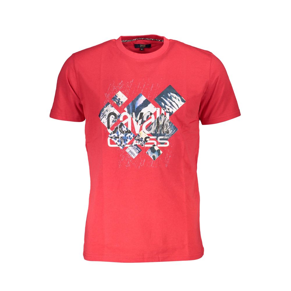 Cavalli Class Red Cotton Men T-Shirt | Regal Royce