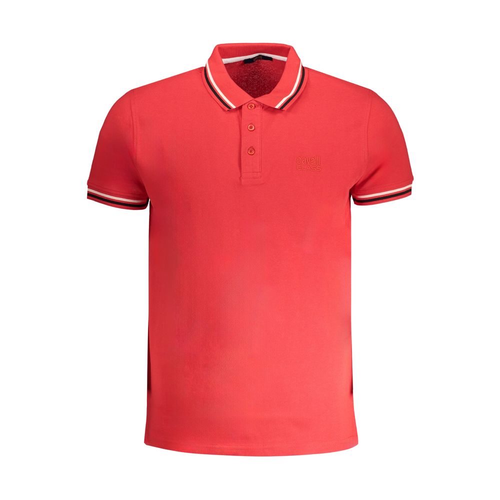Cavalli Class Red Cotton Men Polo Shirt | Regal Royce