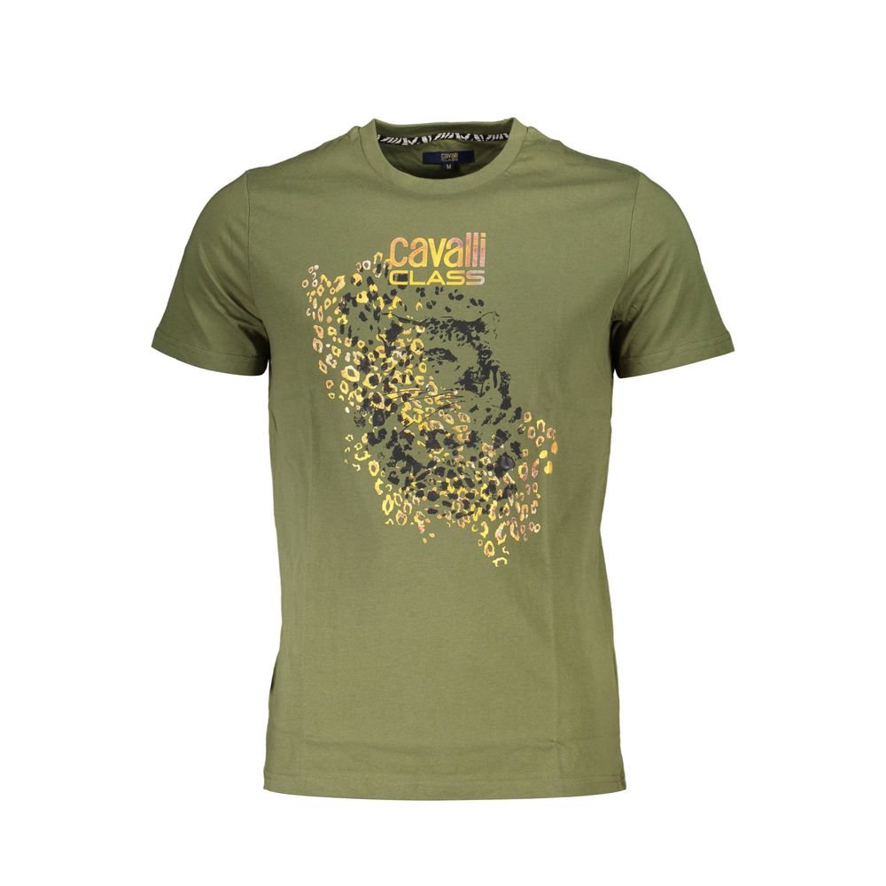 Cavalli Class Verde Cotton Men T-Shirt | Regal Royce