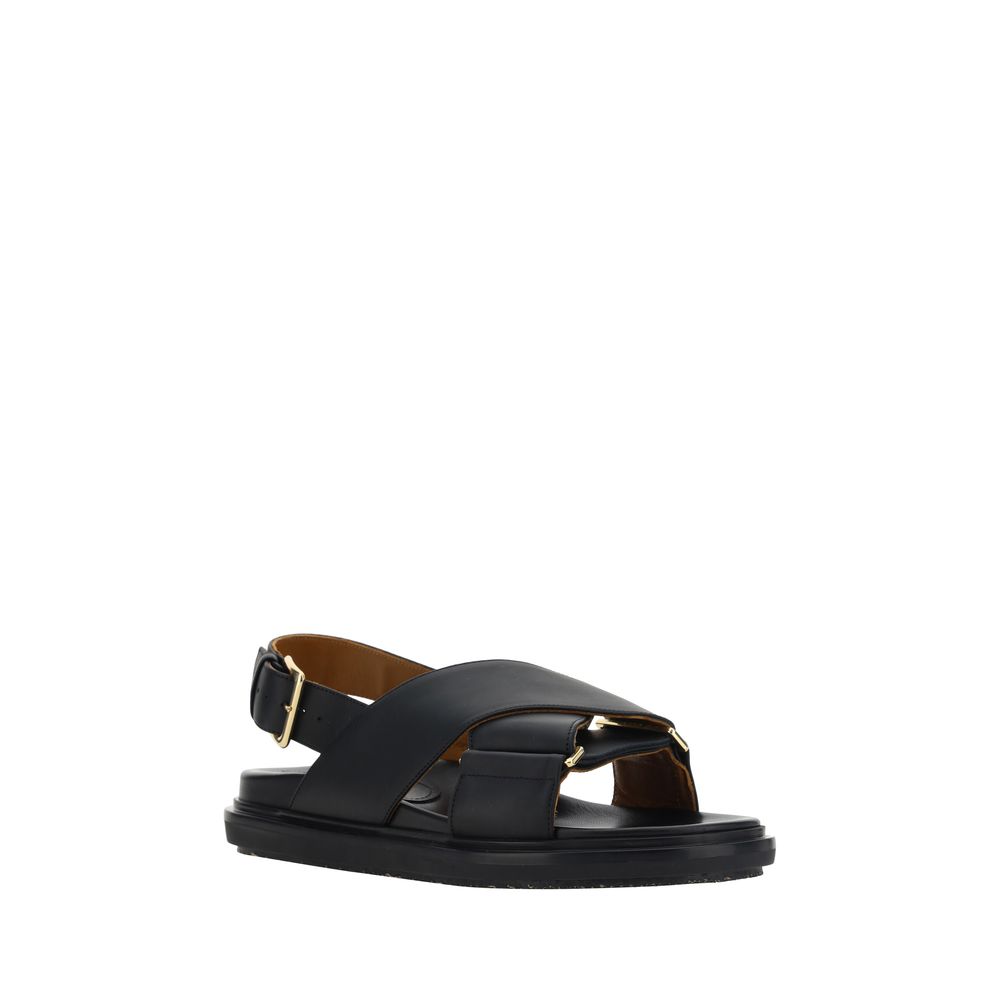 Marni Black Calf Leather Bos Taurus Sandals | Regal Royce