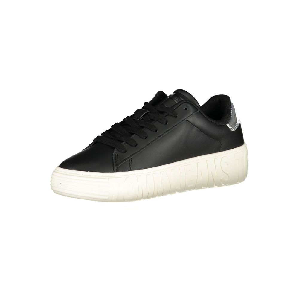 Tommy Hilfiger Black Leather Women Sneaker | Regal Royce