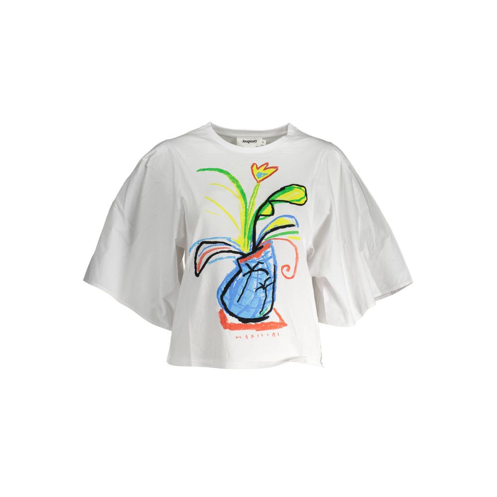 Desigual White Cotton Women Top | Regal Royce