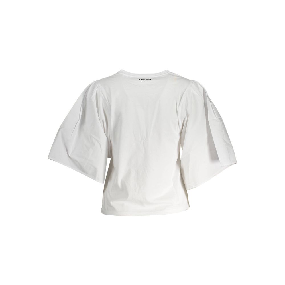 Desigual White Cotton Women Top | Regal Royce