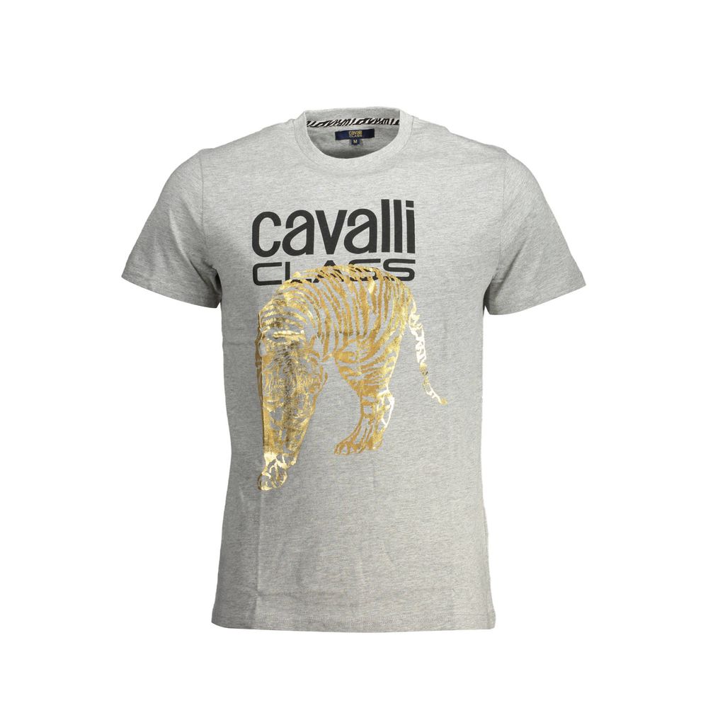 Cavalli Class Grigio Cotton Men T-Shirt | Regal Royce
